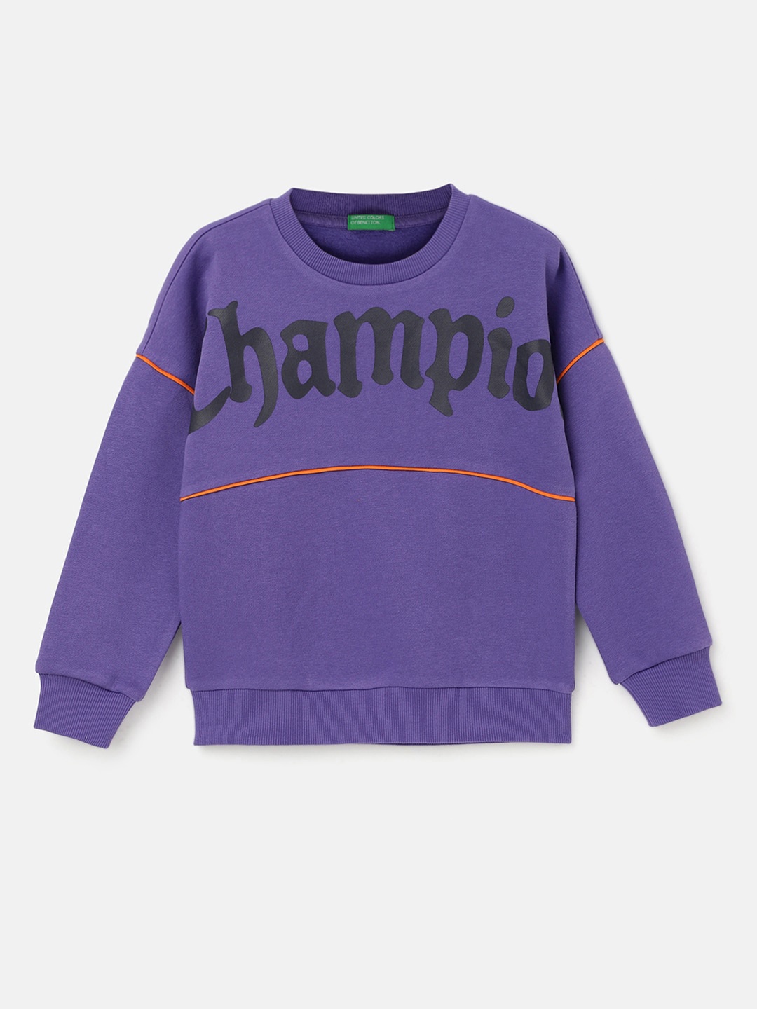 

United Colors of Benetton Boys Typographic Printed Pullover Sweatshirt, Grey
