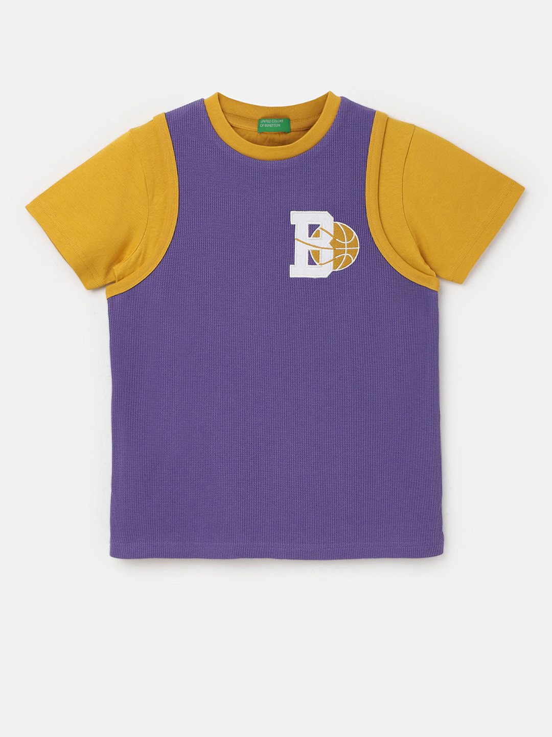 

United Colors of Benetton Boys Boxy Fit Cotton T-shirt, Purple