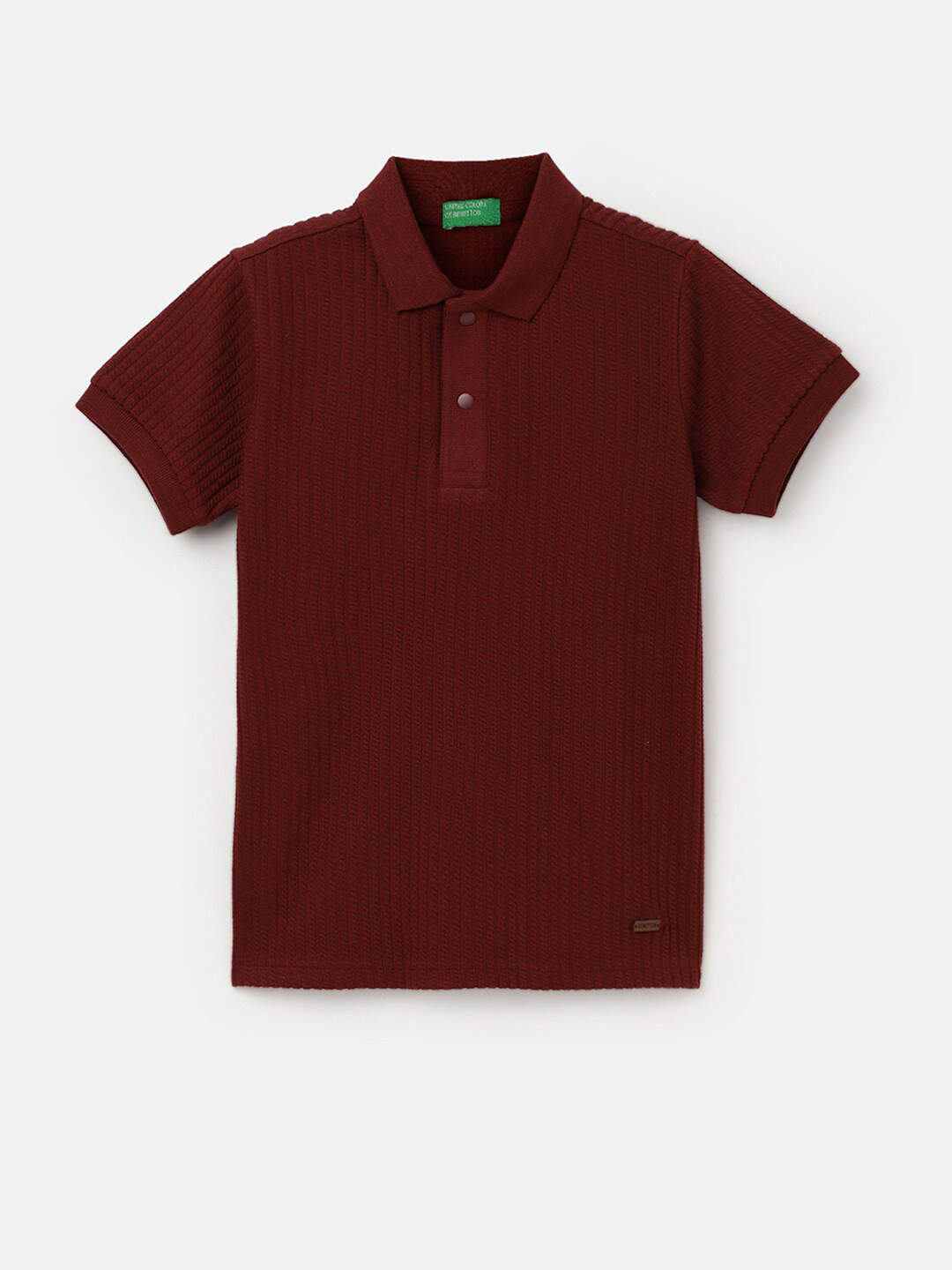 

United Colors of Benetton Boys Polo Collar Jacquard T-shirt, Maroon