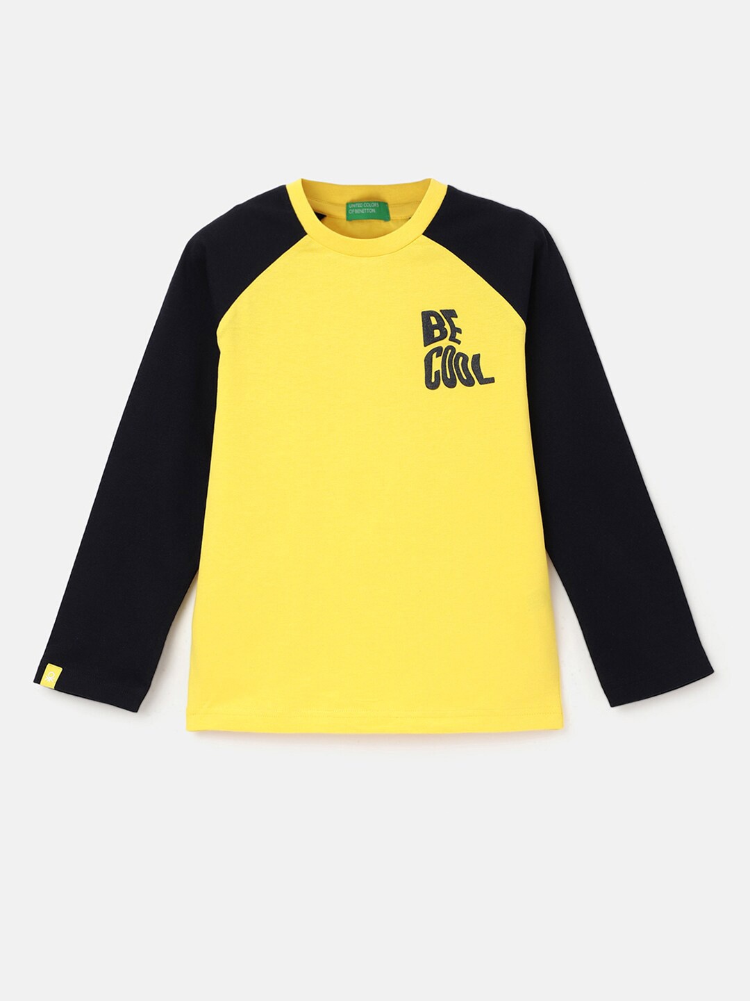 

United Colors of Benetton Boys Raglan Sleeves Pure Cotton T-shirt, Yellow