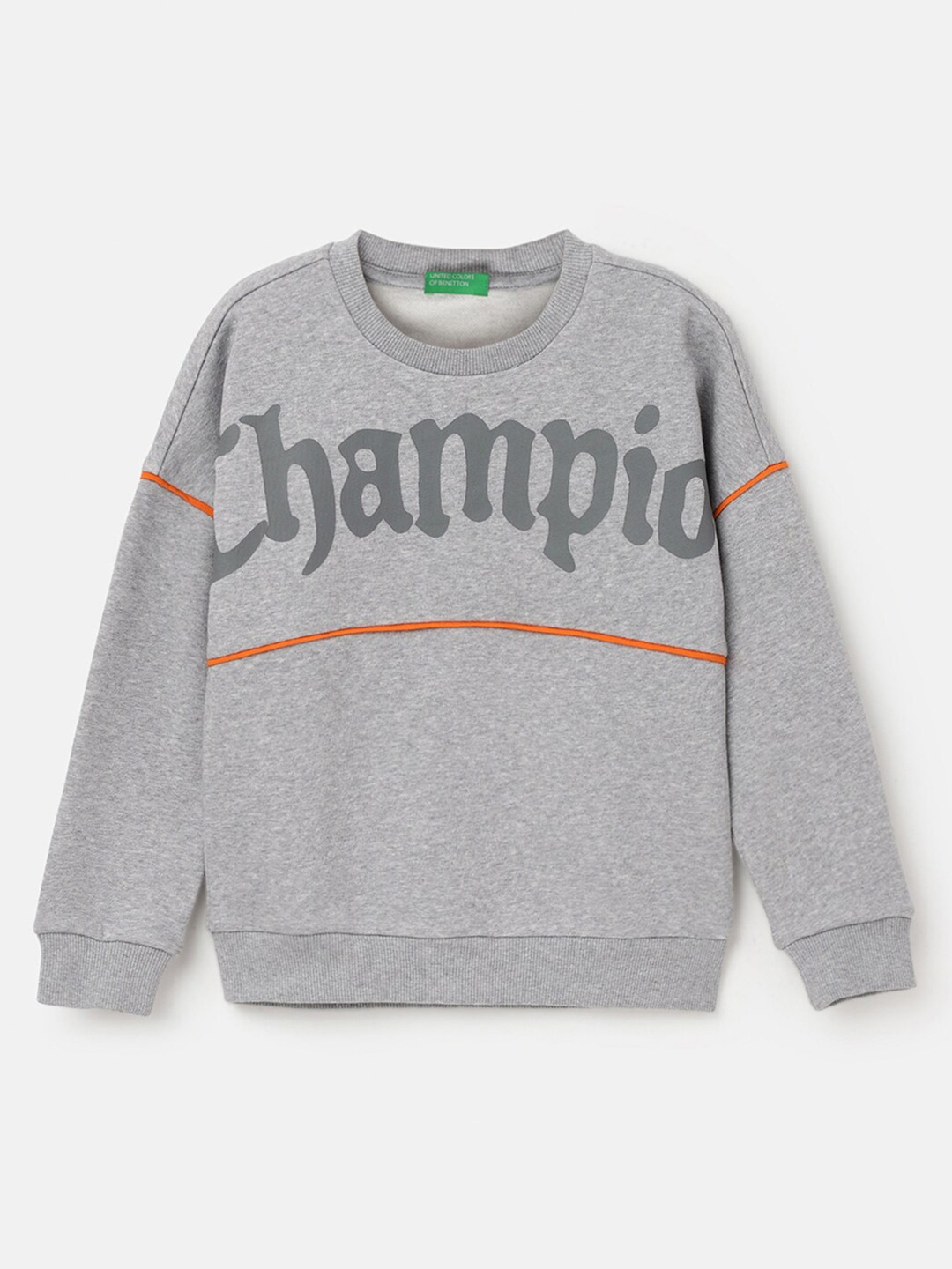 

United Colors of Benetton Boys Typography Printed Cotton Pullover Sweatshirt, Grey