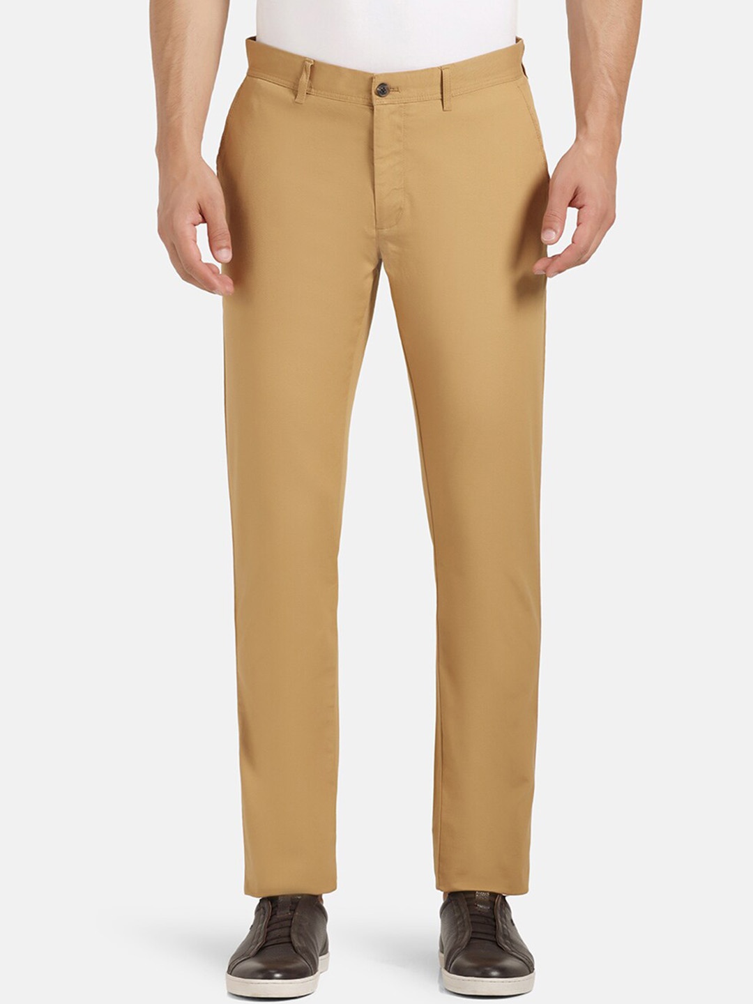 

Blackberrys Men Mid-Rise Slim Fit Easy Wash Trousers, Khaki