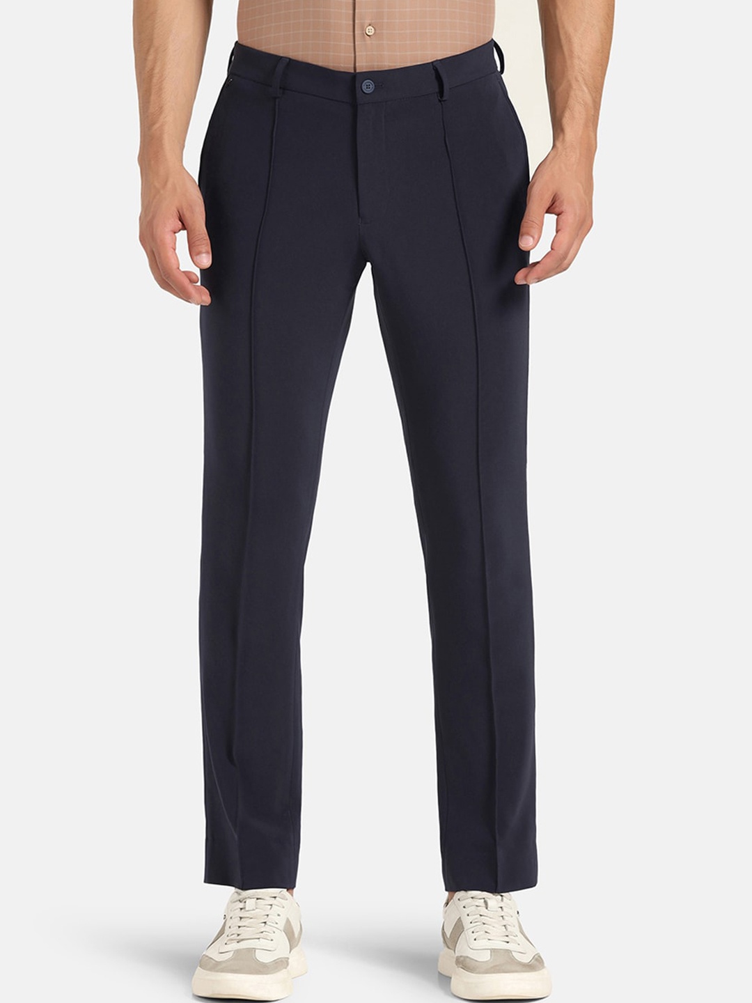 

Blackberrys TechPro Men Navy Solid Formal Trouser, Navy blue