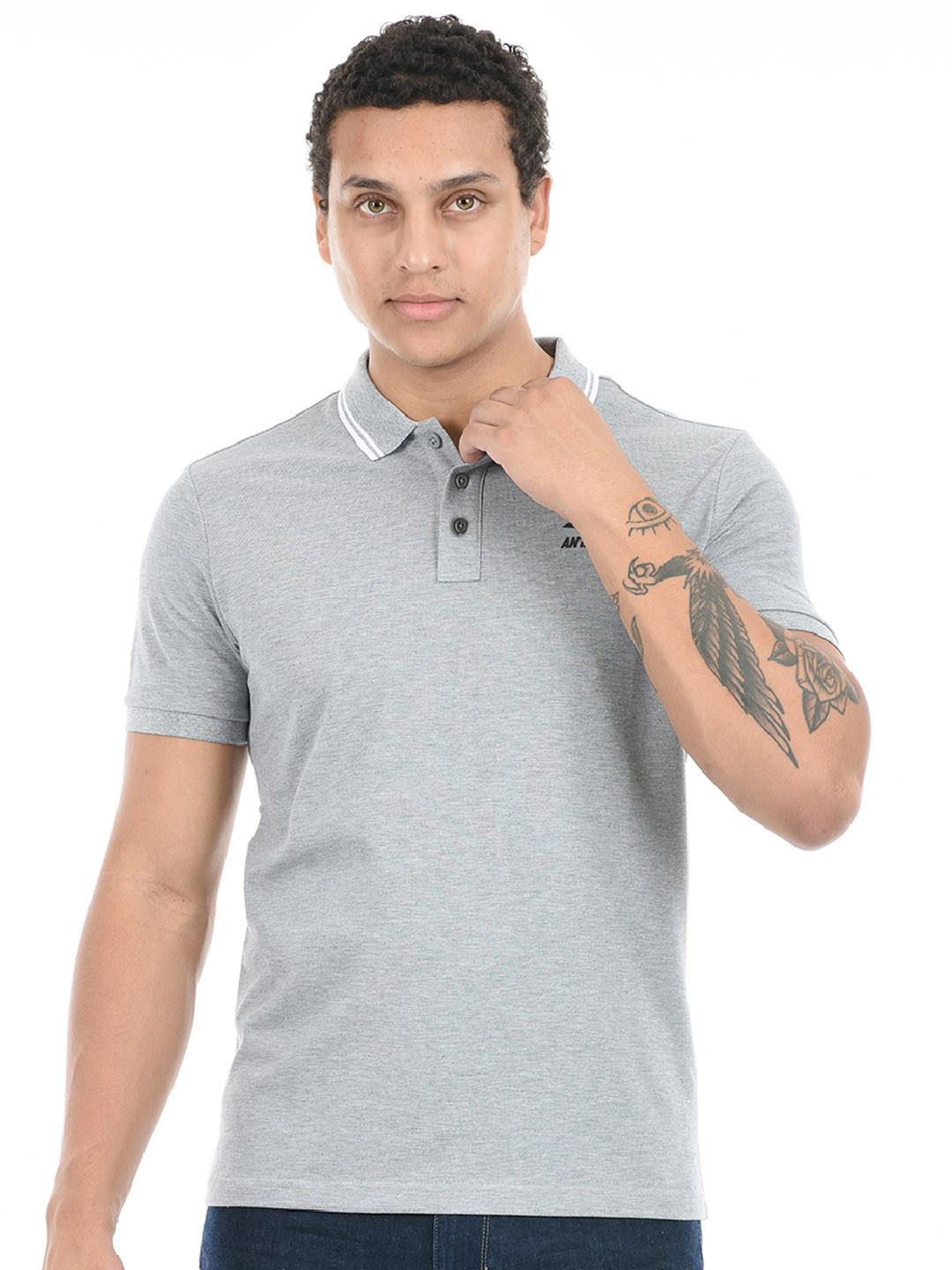 

Anta Polo Collar Relaxed Fit T-shirt, Grey