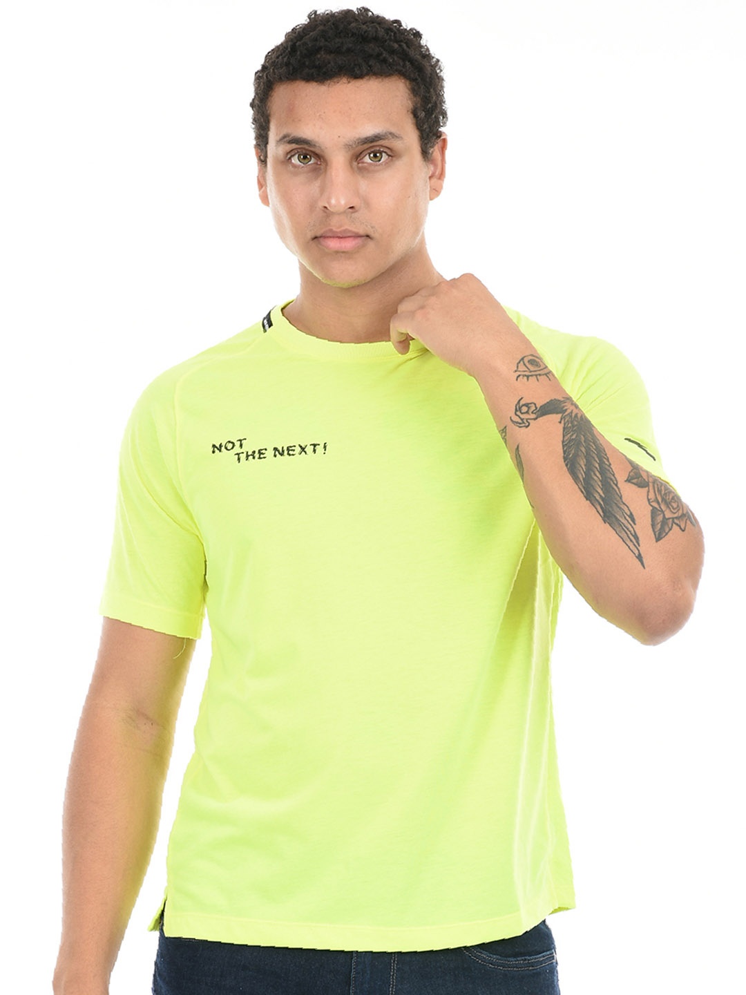 Anta Round Neck Relaxed Fit T-shirt, Fluorescent green