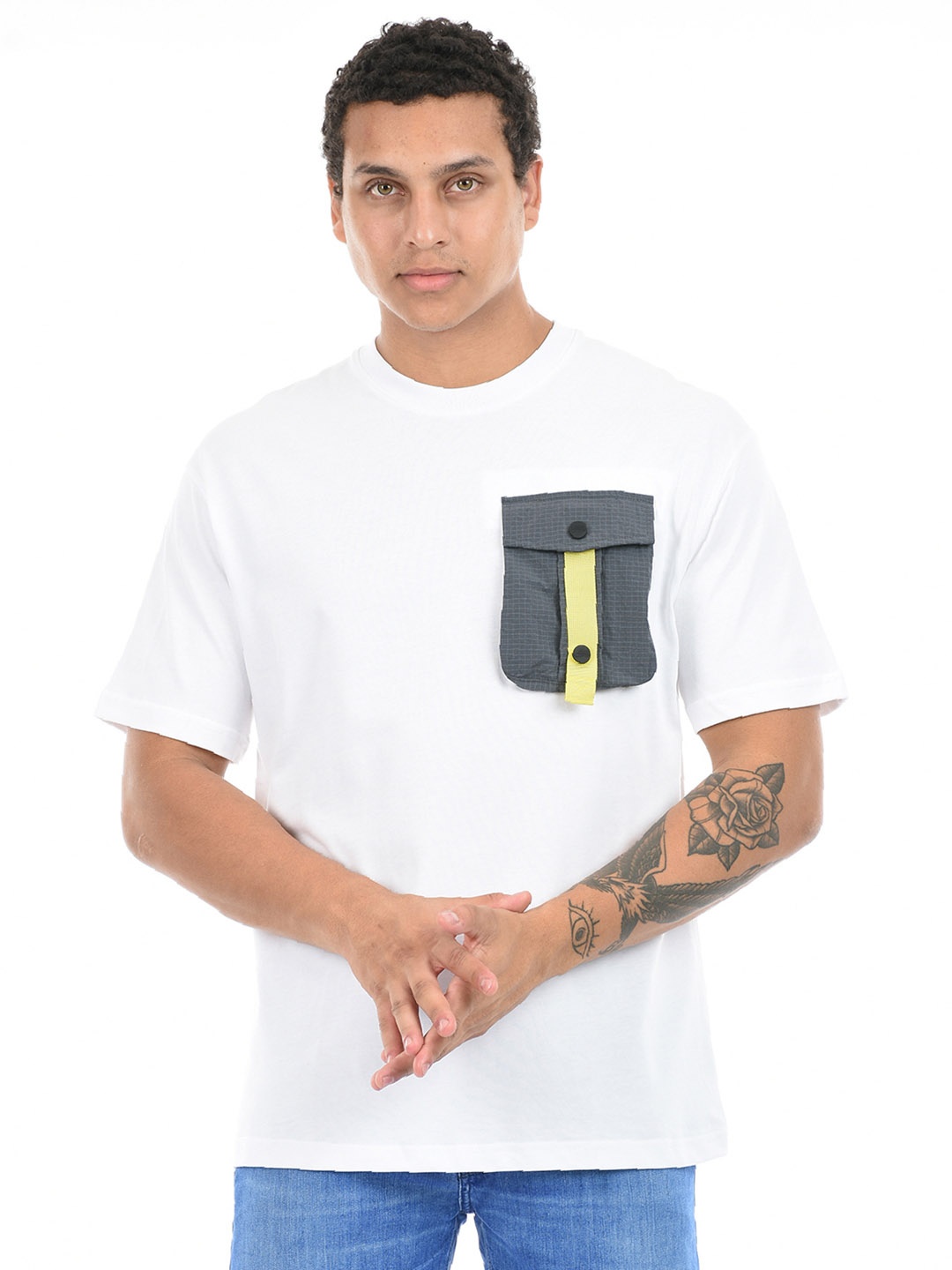 

Anta Round Neck Pocket Relaxed Fit Pure Cotton Tshirt, White