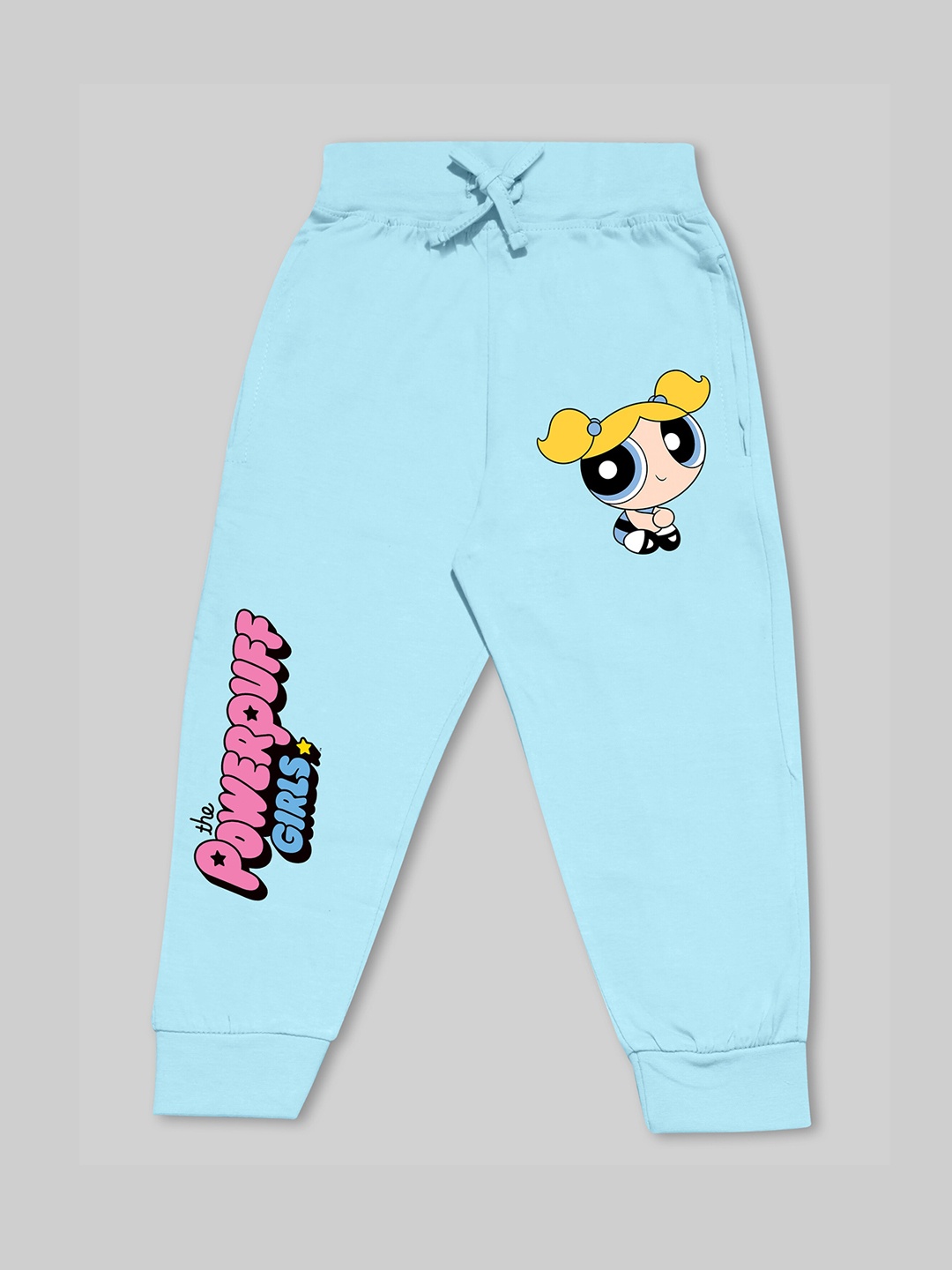 

Minute Mirth Girls Powerpuff Girls Printed Cotton Joggers, Blue
