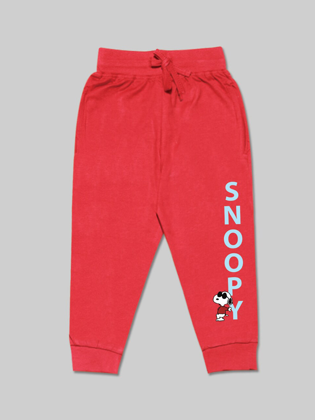 

Minute Mirth Boys Snoopy Printed Cotton Joggers, Red