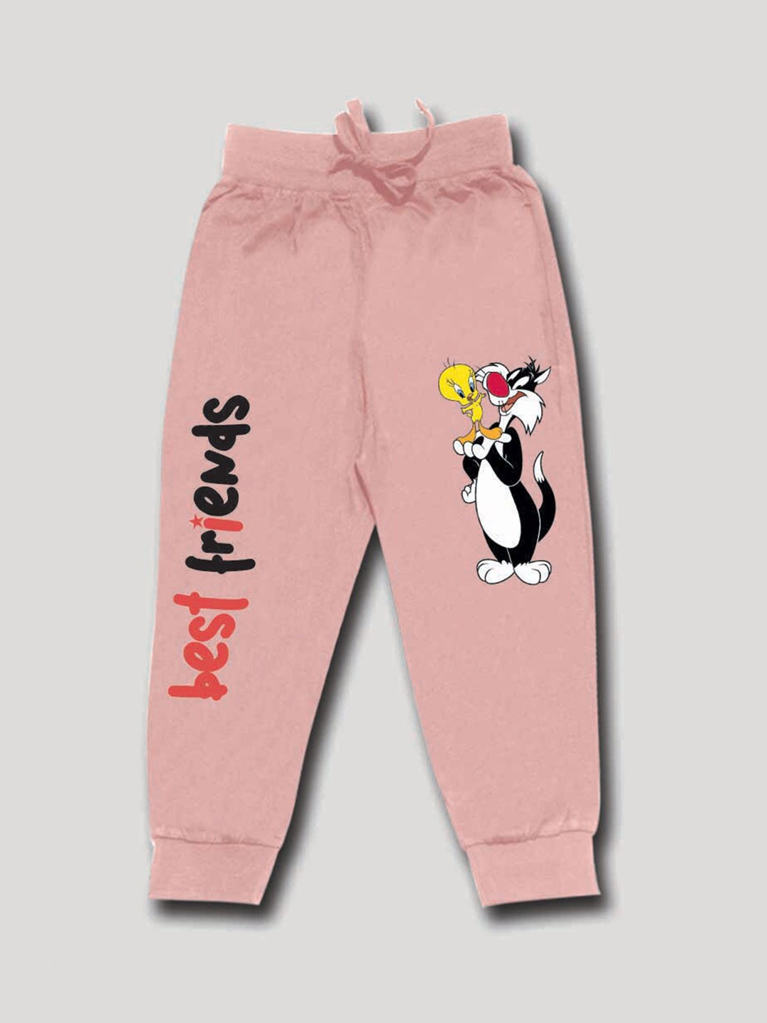 

Minute Mirth Boys Printed Cotton Joggers, Peach