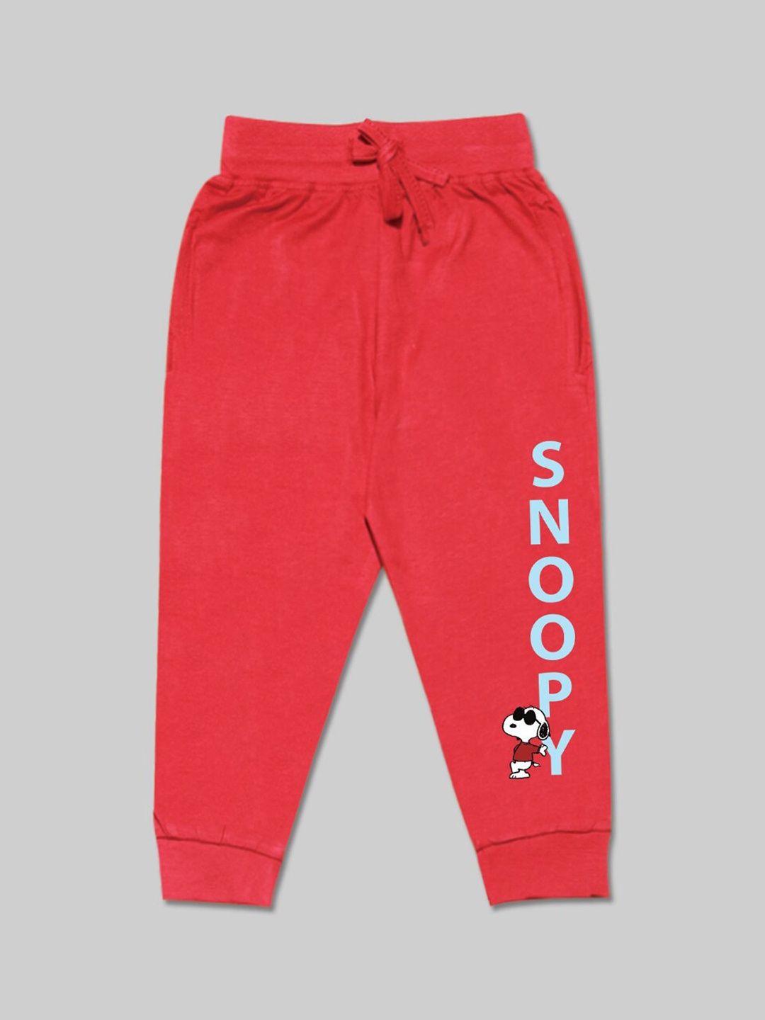 

Minute Mirth Boys Snoopy Printed Cotton Joggers, Red