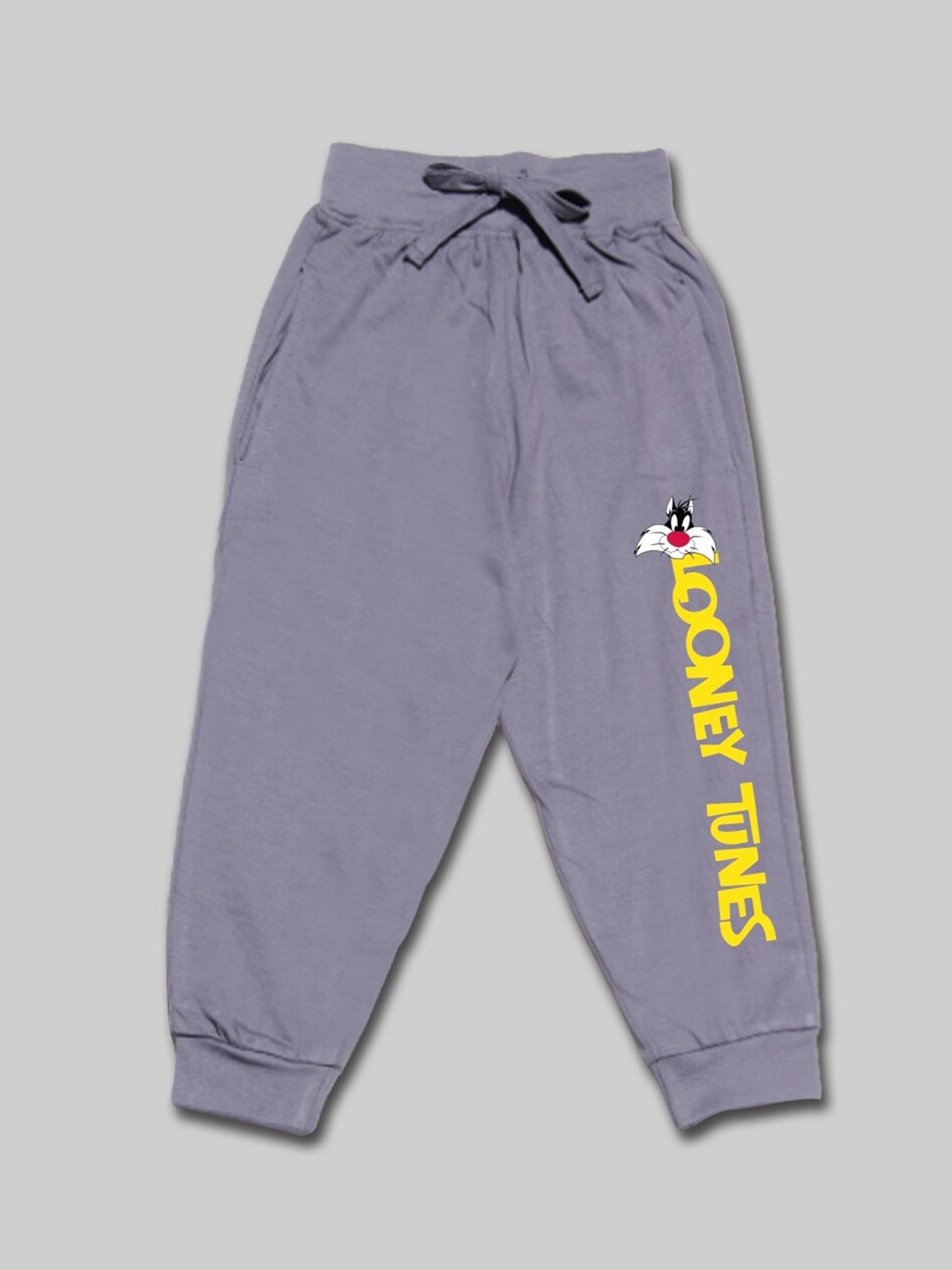 

Minute Mirth Boys Looney Tunes Printed Cotton Joggers, Grey