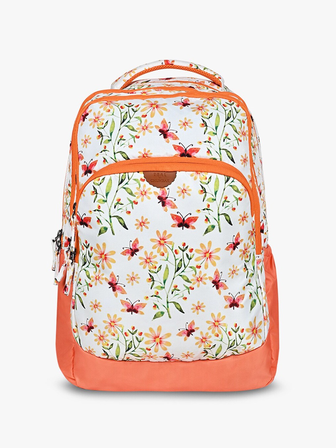 

TEAL BY CHUMBAK Floral Printed 13 Inch Laptop Backpack, Orange
