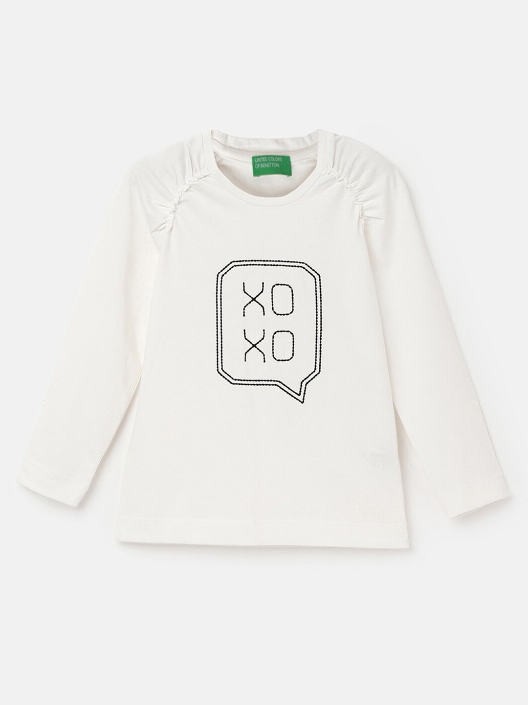 

United Colors of Benetton Girls Typography Printed Pure Cotton T-shirt, White