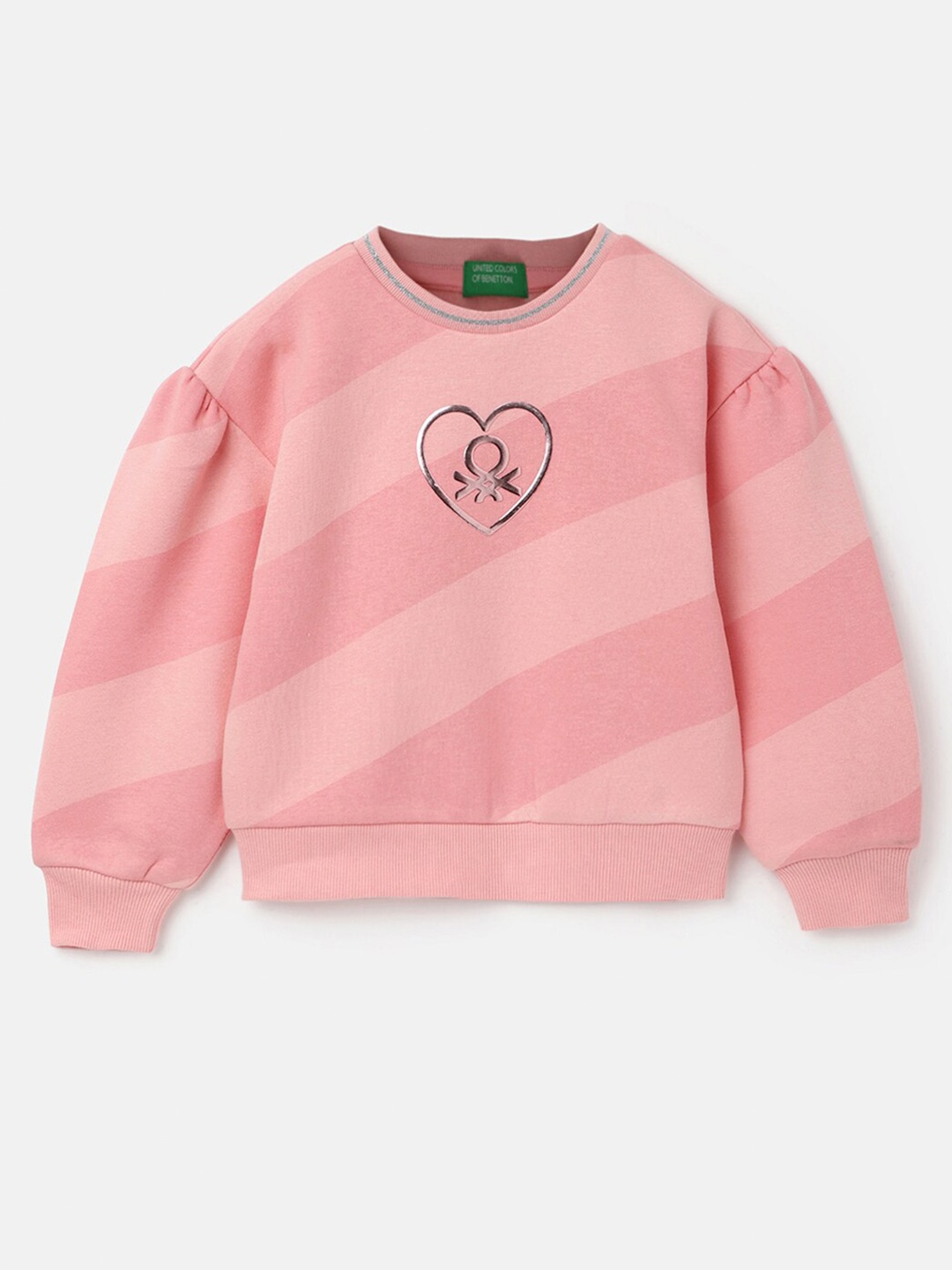 

United Colors of Benetton Girls Striped Sweatshirt, Pink