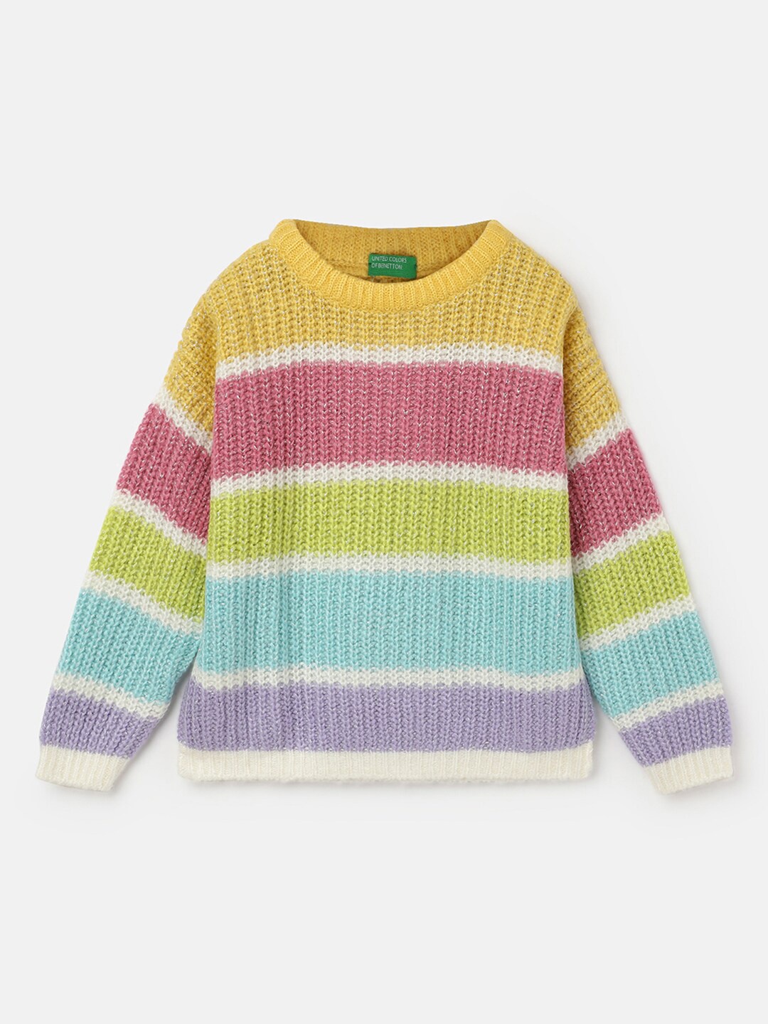 United Colors of Benetton Girls Colourblocked Pullover, Yellow