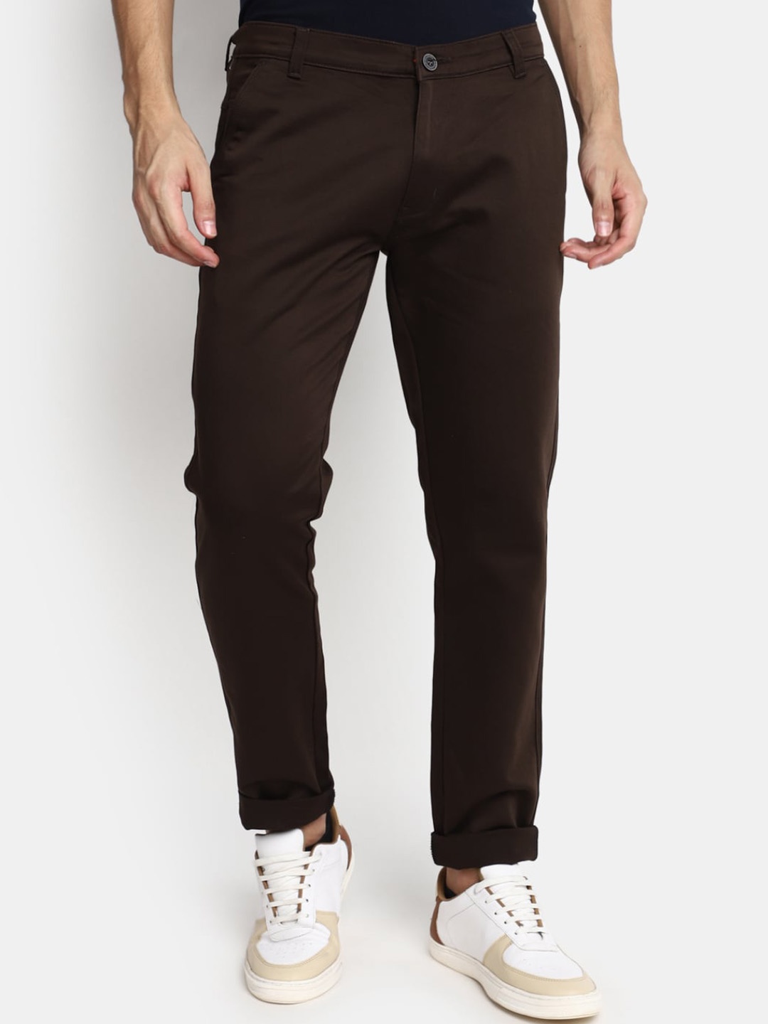 

V-Mart Men Slim Fit Cotton Chinos, Brown