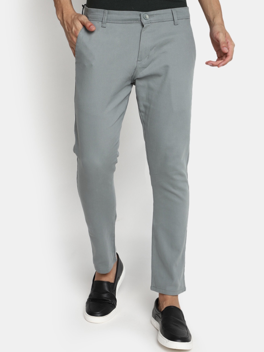 

V-Mart Men Regular Fit Mid-Rise Cotton Casual Trousers, Green