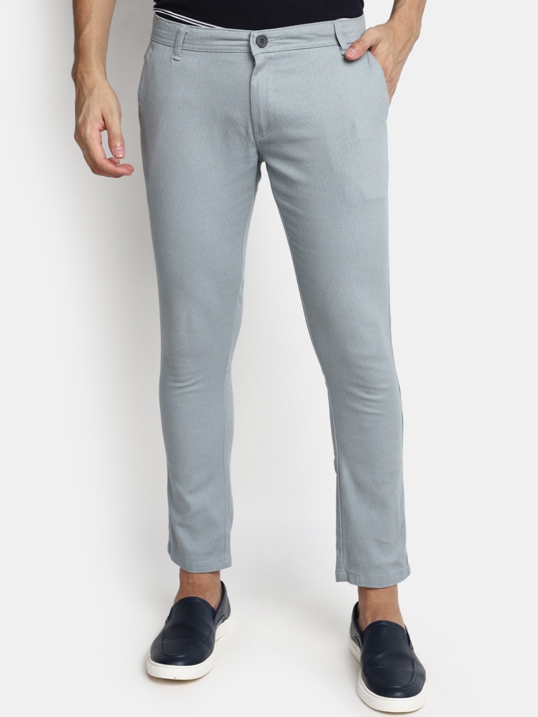 

V-Mart Men Regular Fit Mid-Rise Cotton Casual Trousers, Grey