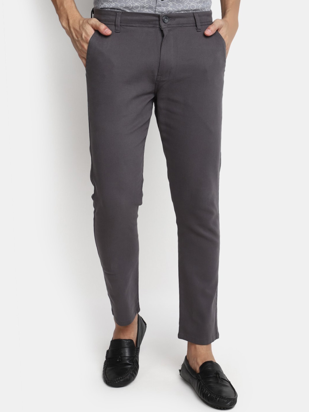 

V-Mart Men Mid-Rise Cotton Chinos Trousers, Grey