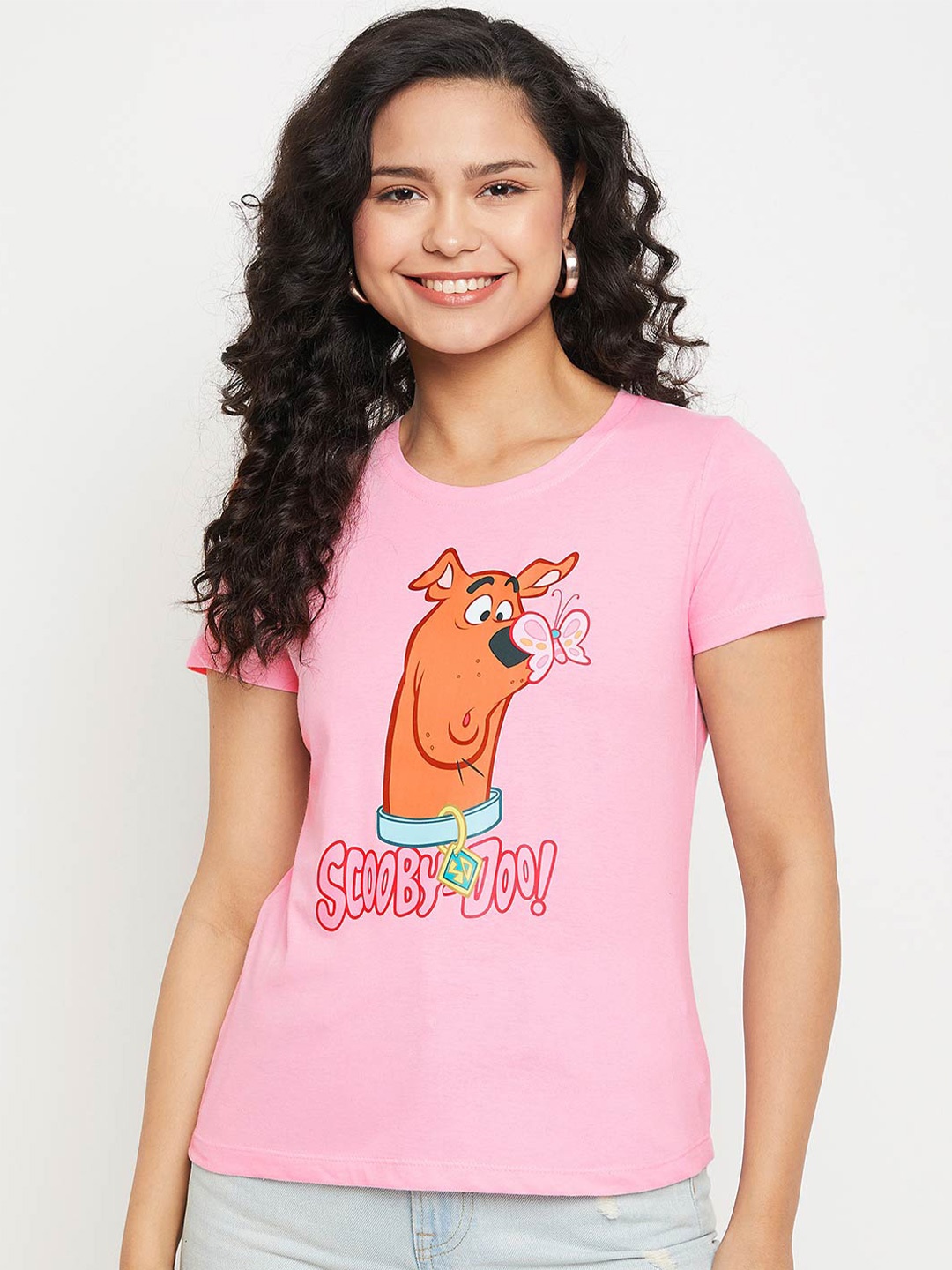 

Wear Your Mind Scooby-Doo Graphic Printed Pure Cotton T-Shirt, Pink