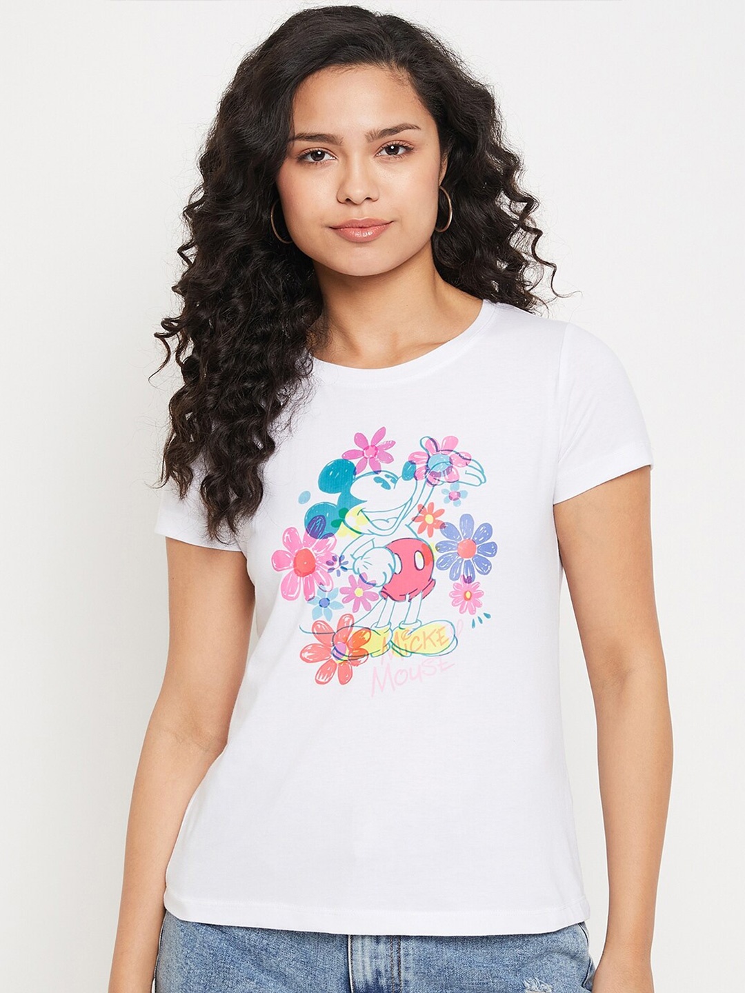 

Wear Your Mind Mickey Mouse Graphic Printed Pure Cotton T-Shirt, White
