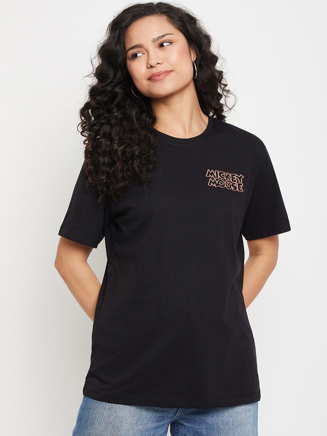 

Wear Your Mind Mickey Mouse Graphic Oversized Fit Pure Cotton T-Shirt, Black