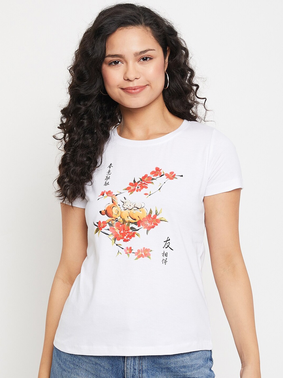

Wear Your Mind Graphic Bambi Printed Pure Cotton T-shirt, White