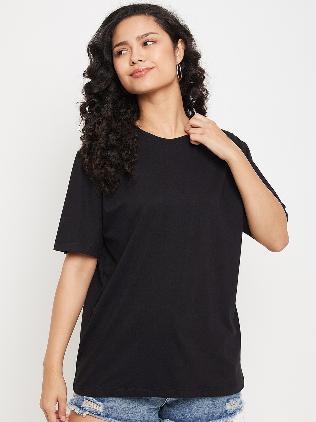 

Wear Your Mind Mickey Mouse Printed Oversized Pure Cotton T-shirt, Black