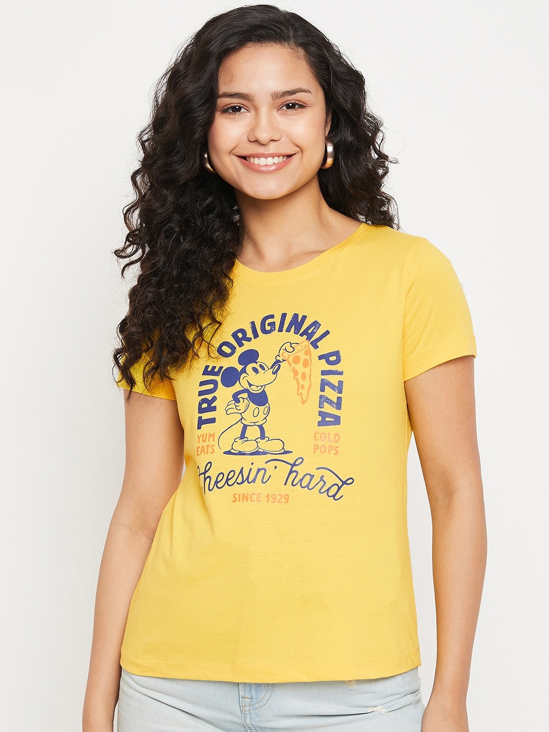 

Wear Your Mind Mickey Mouse Printed Pure Cotton T-shirt, Yellow