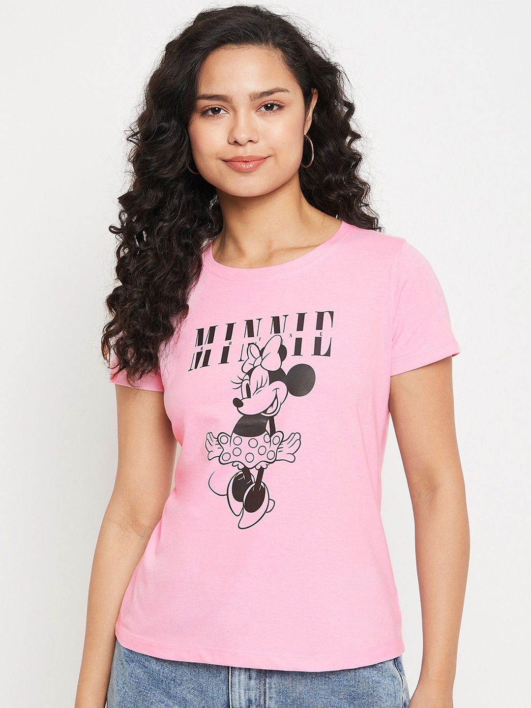

Wear Your Mind Minnie Mouse Graphic Printed Pure Cotton T-Shirt, Pink