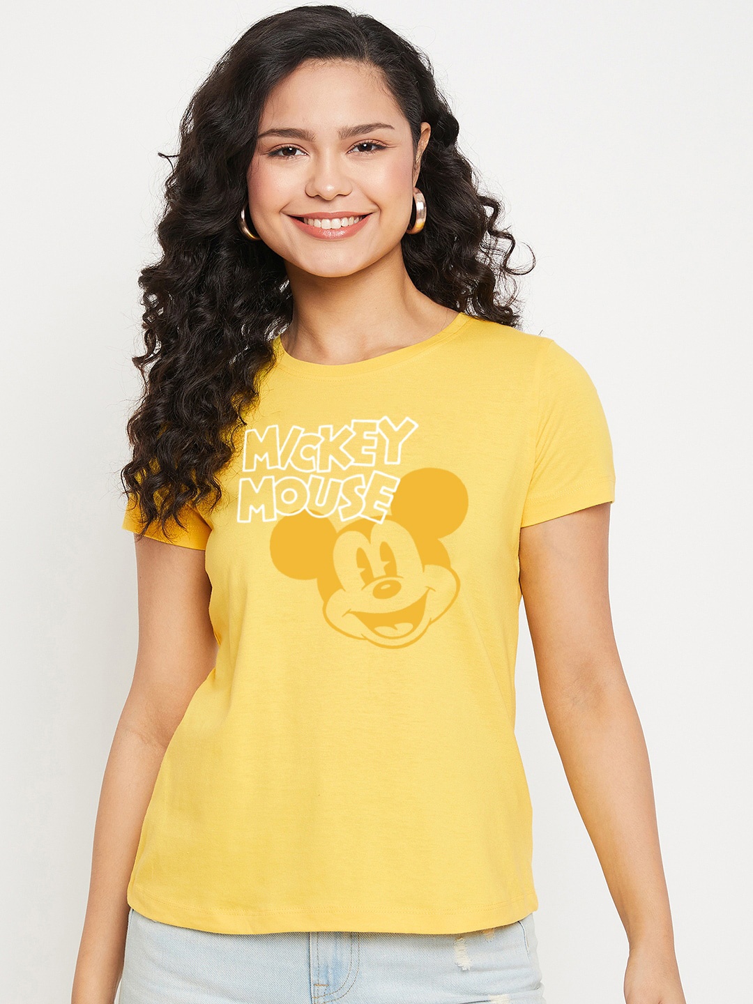

Wear Your Mind Mickey Mouse Printed Pure Cotton T-shirt, Yellow