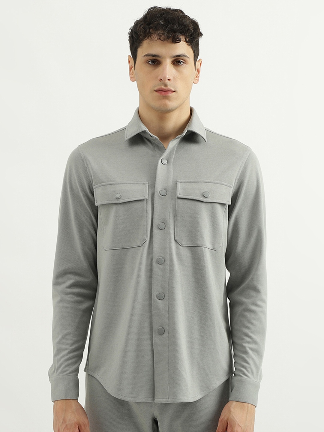

United Colors of Benetton Opaque Casual Shirt, Grey