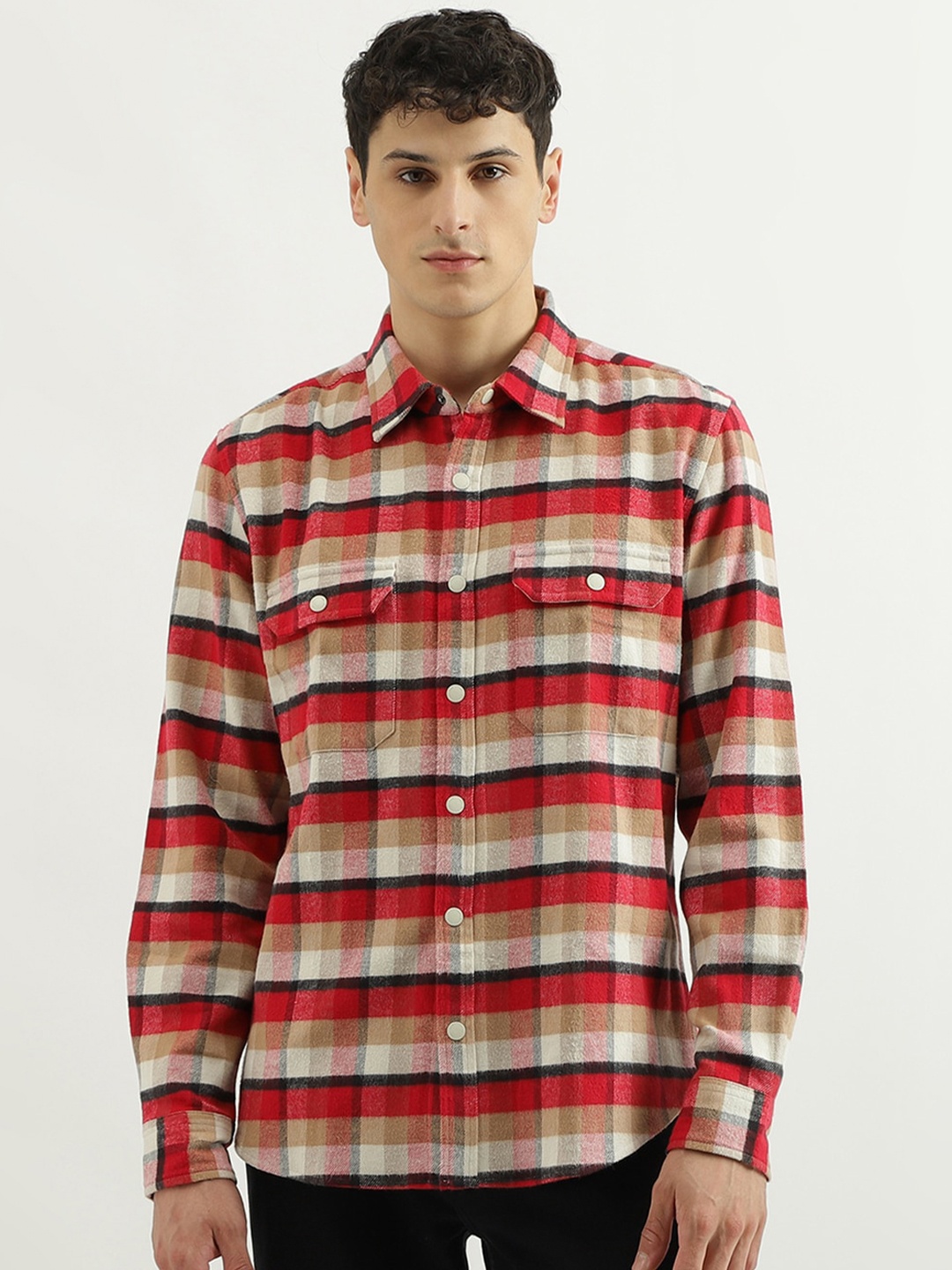 

United Colors of Benetton Checked Pure Cotton Casual Shirt, Red