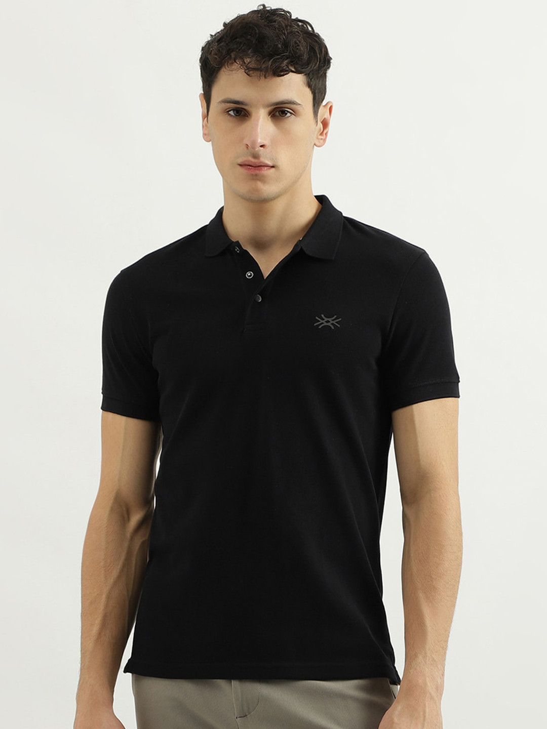 

United Colors of Benetton Polo Collar Pure Cotton T-shirt, Black