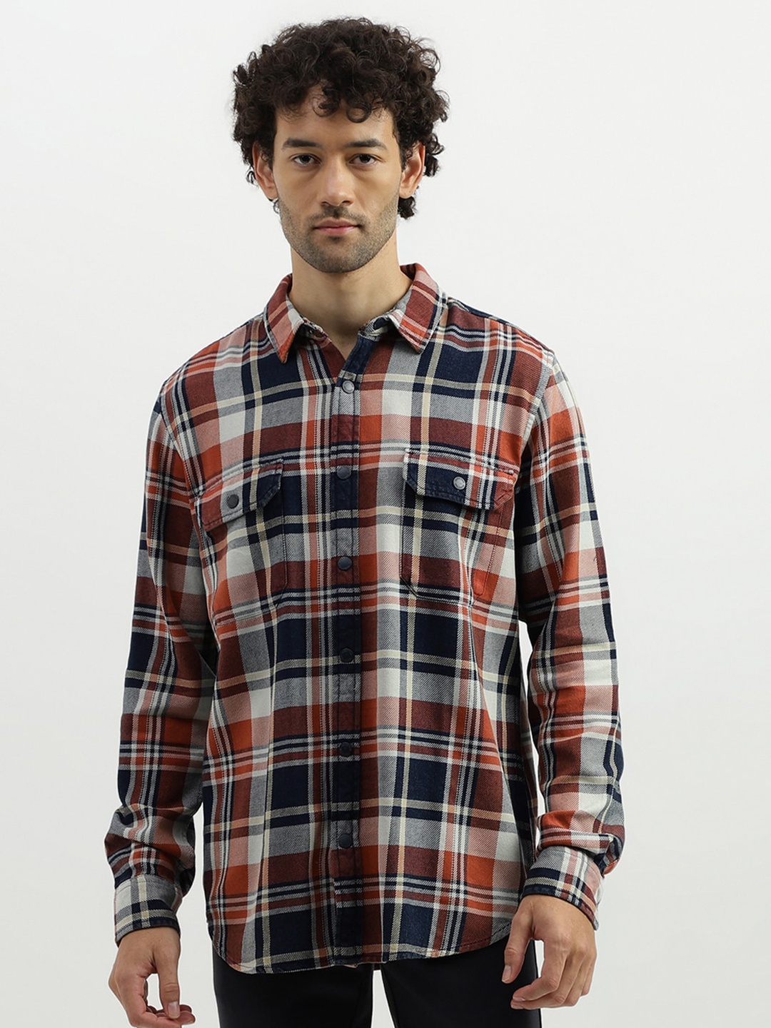 

United Colors of Benetton Tartan Checks Cotton Casual Shirt, Maroon