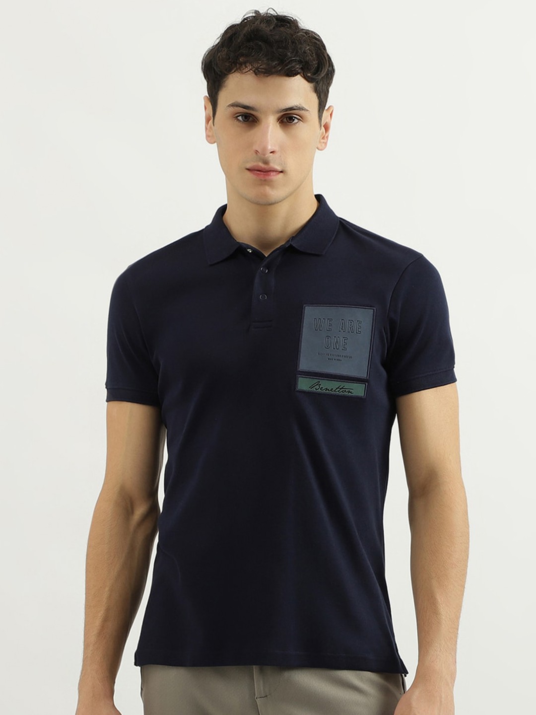 

United Colors of Benetton Polo Collar Pure Cotton T-shirt, Navy blue