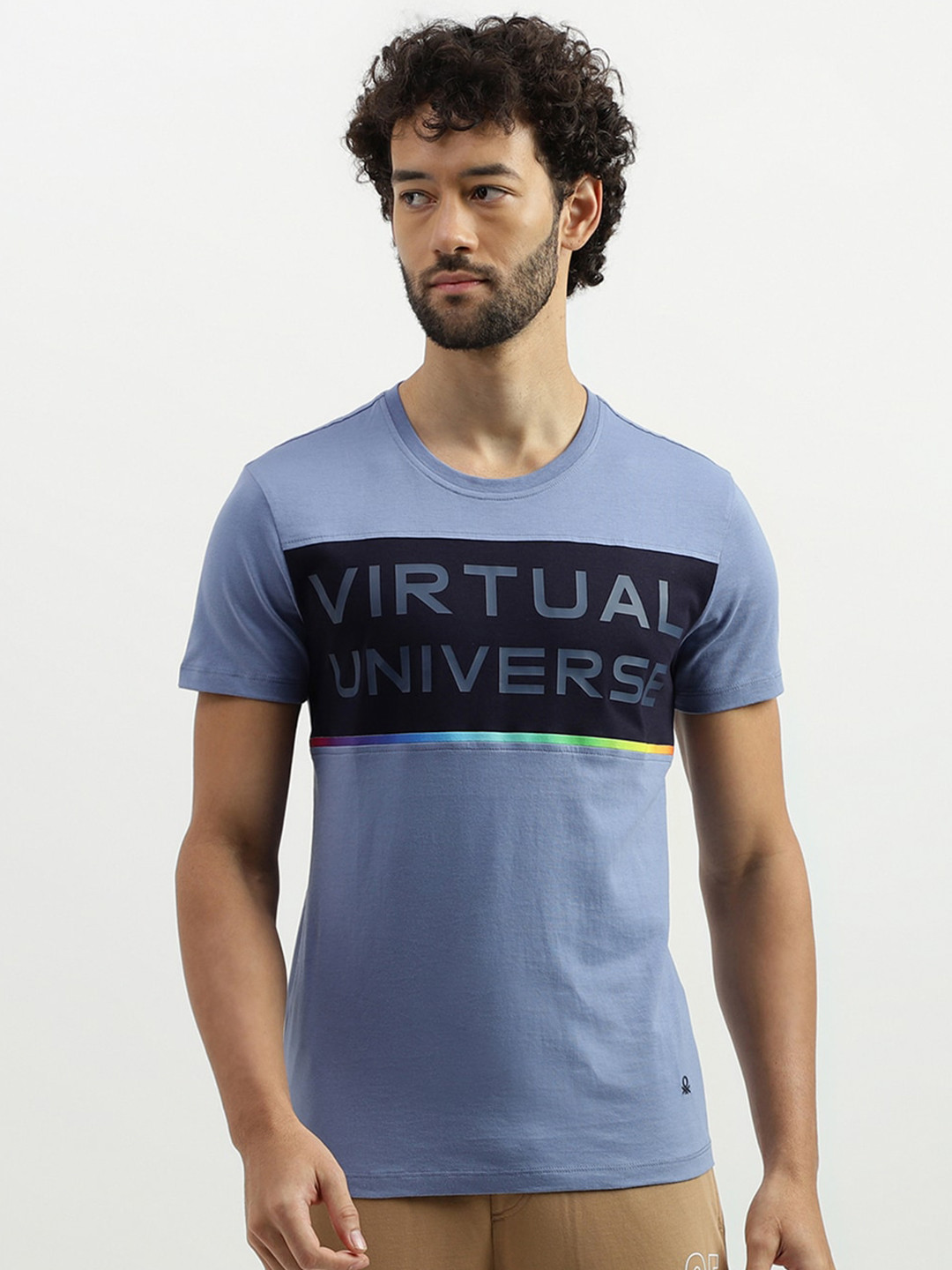 

United Colors of Benetton Typography Printed Pure Cotton T-shirt, Blue
