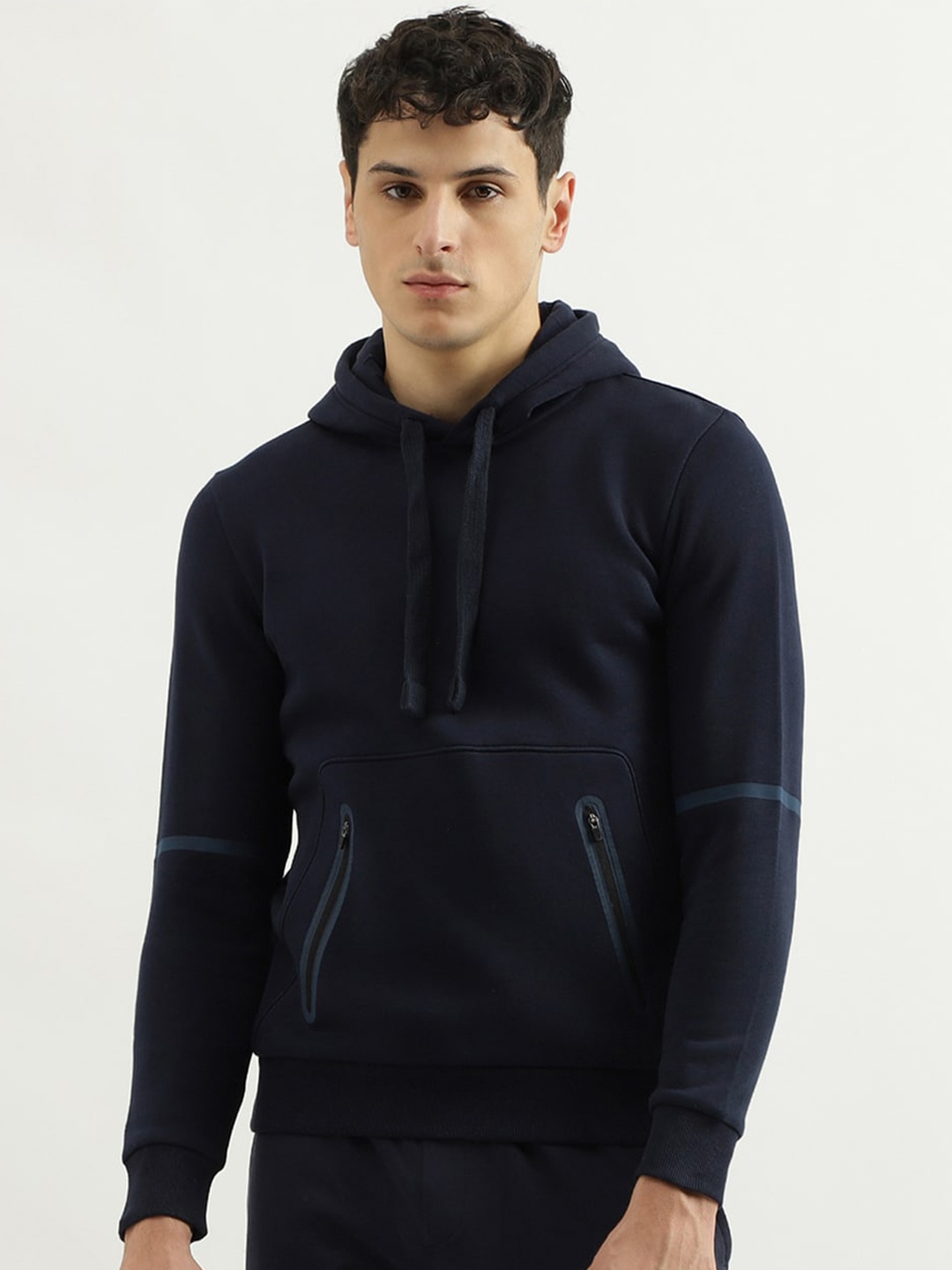 

United Colors of Benetton Hooded Pullover Sweatshirt, Navy blue