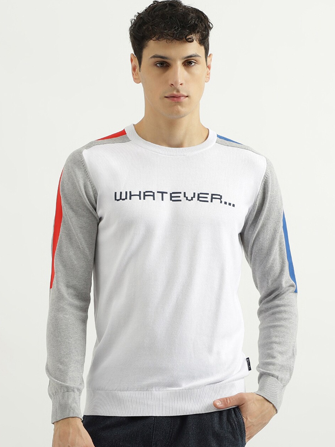 

United Colors of Benetton Typography Printed Pullover, White