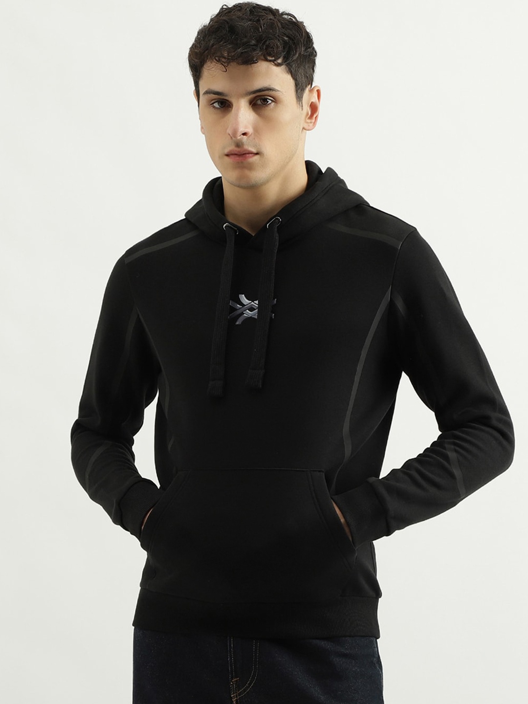 

United Colors of Benetton Hooded Pullover Sweatshirt, Black