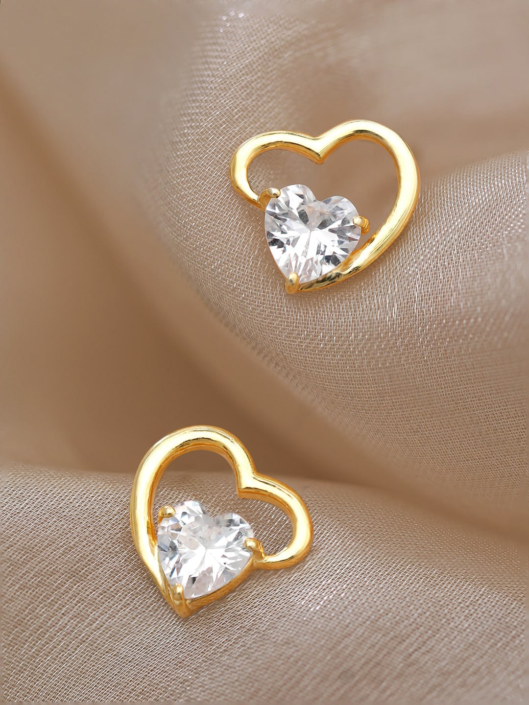 

Rubans Gold-Plated Heart Shaped Studs Earrings