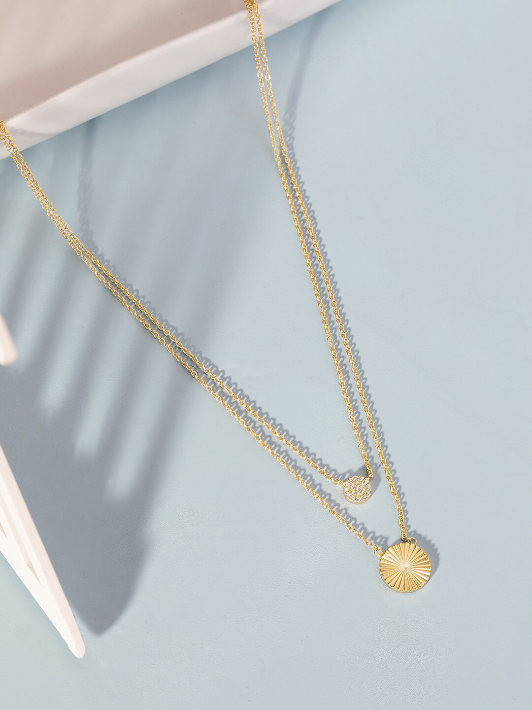 

Rubans Silver Gold Plated Layered Necklace