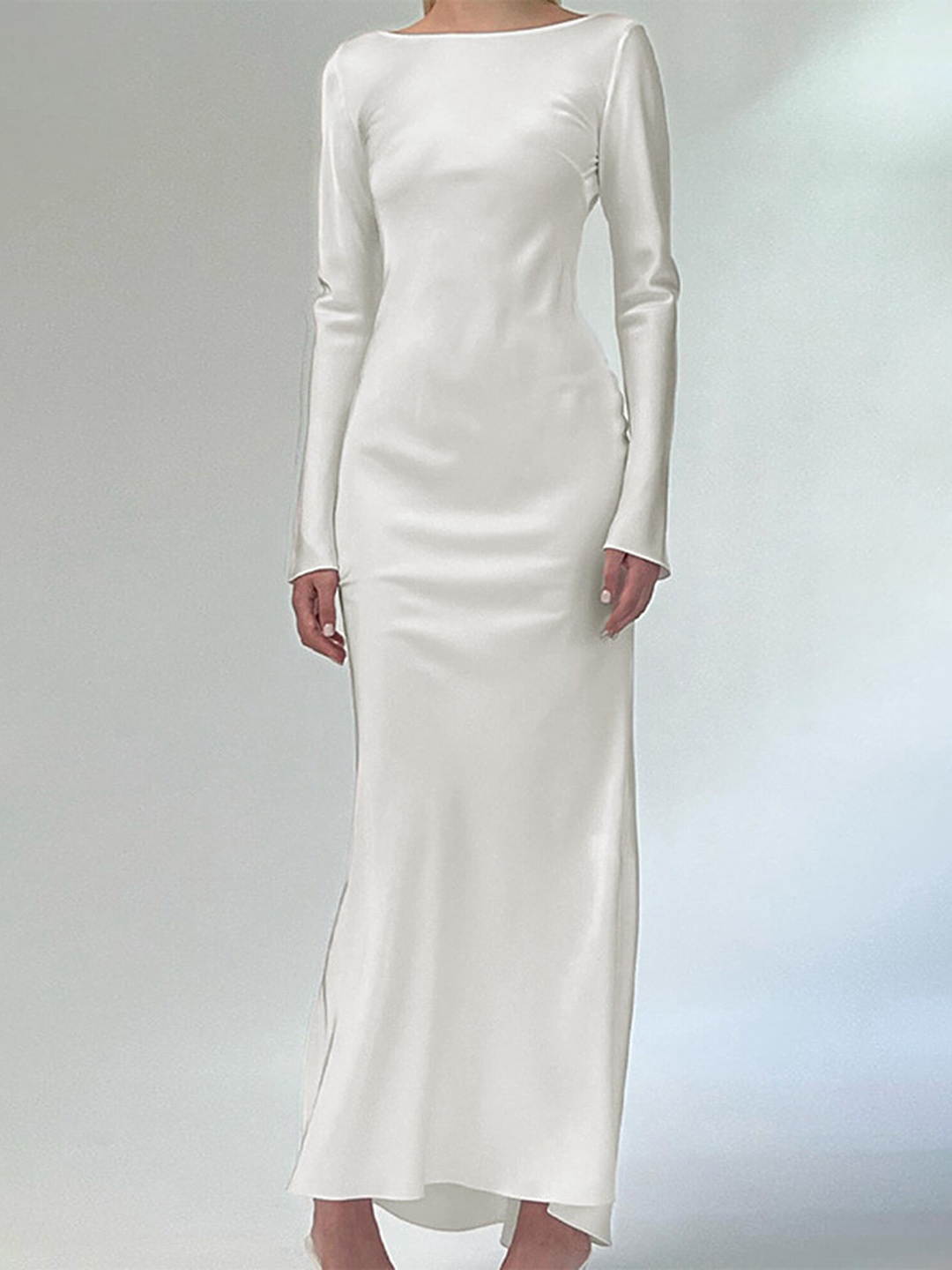 LULU & SKY Boat Neck Sheath Maxi Dress, White