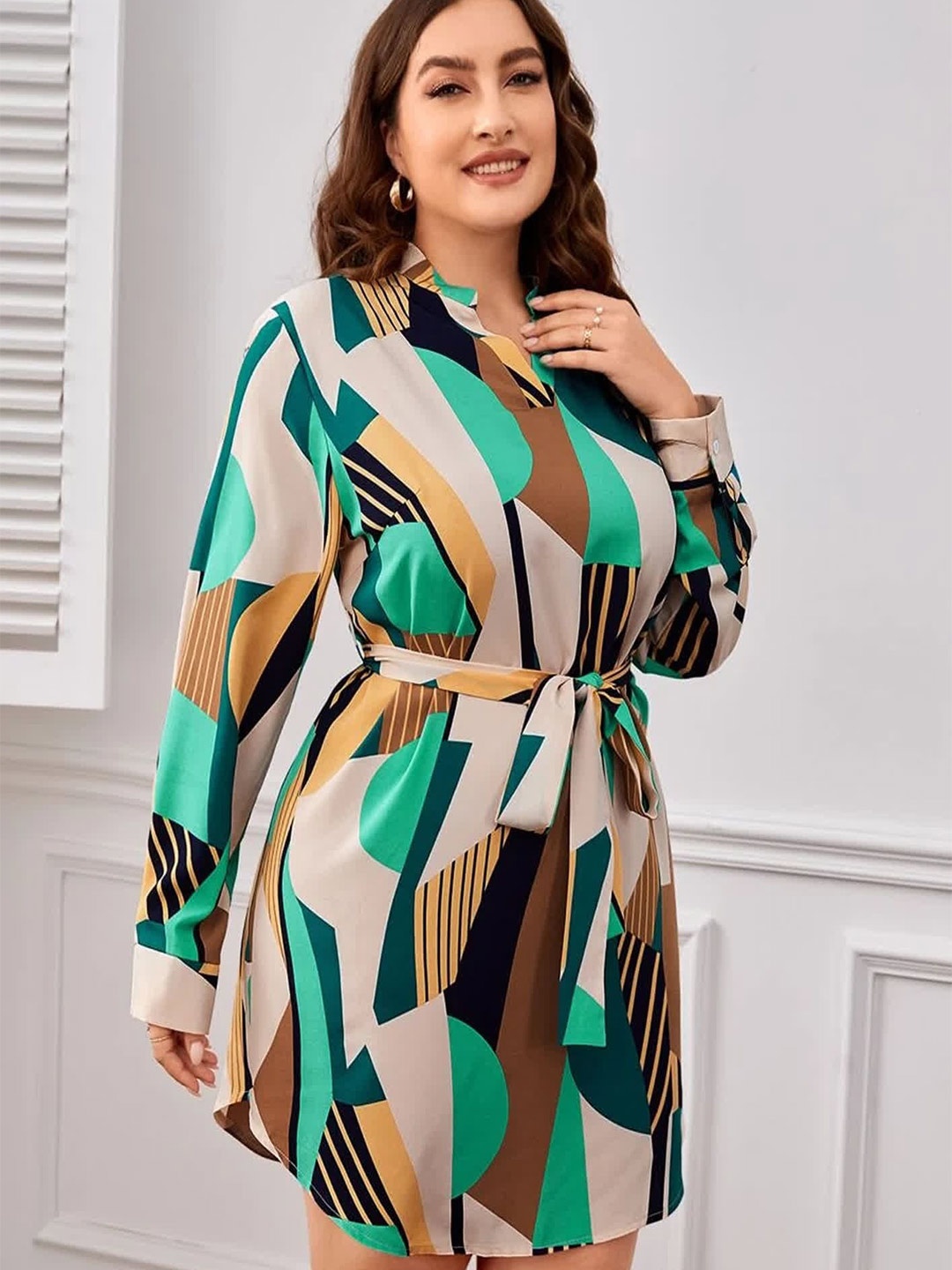 

LULU & SKY Abstract Printed A-Line Dress, Green