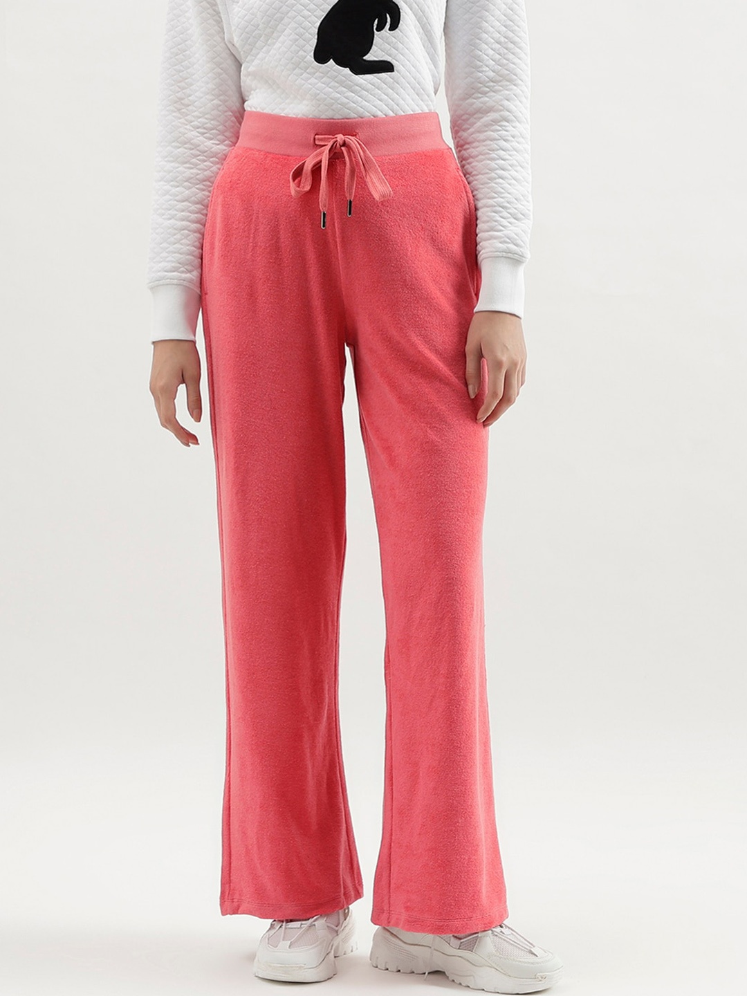 

United Colors of Benetton Women Mid Rise Flared Cotton Bootcut Trousers, Pink