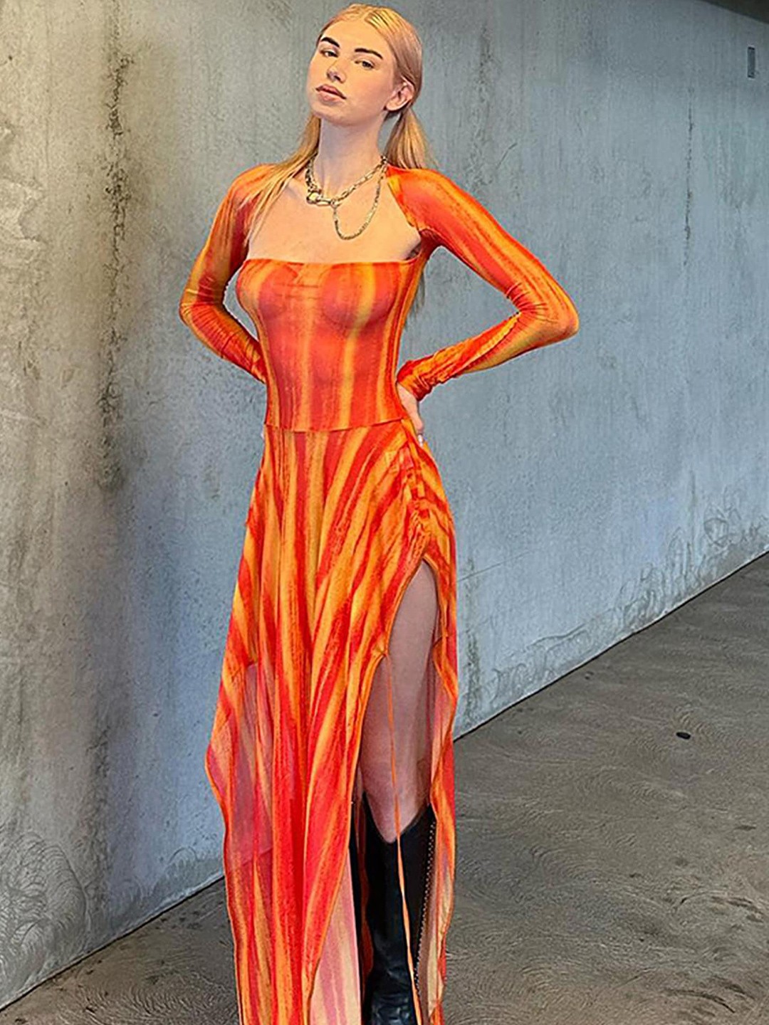 

LULU & SKY Abstract Printed Maxi Dress, Orange
