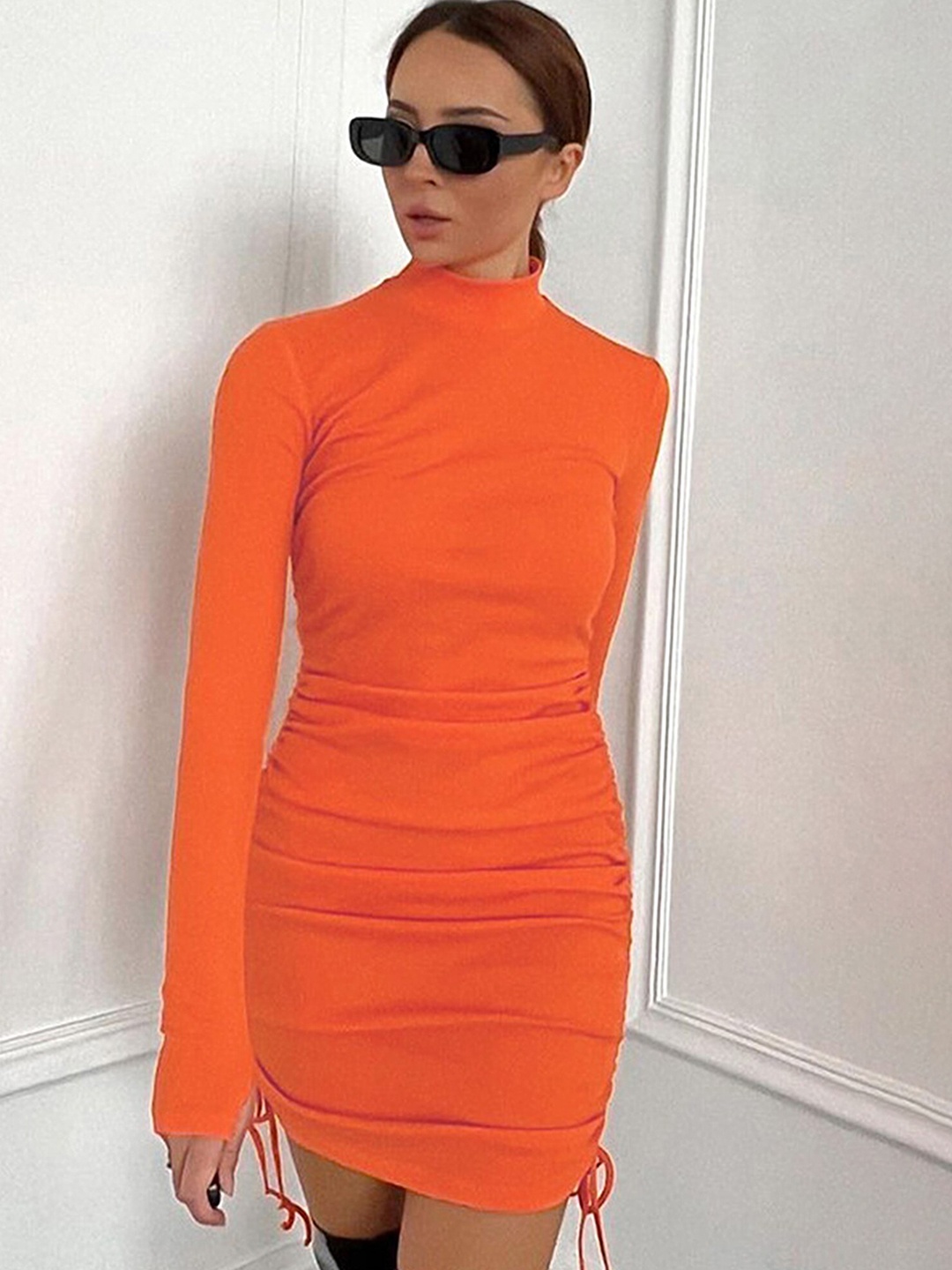 

LULU & SKY High Neck Bodycon Mini Dress, Orange