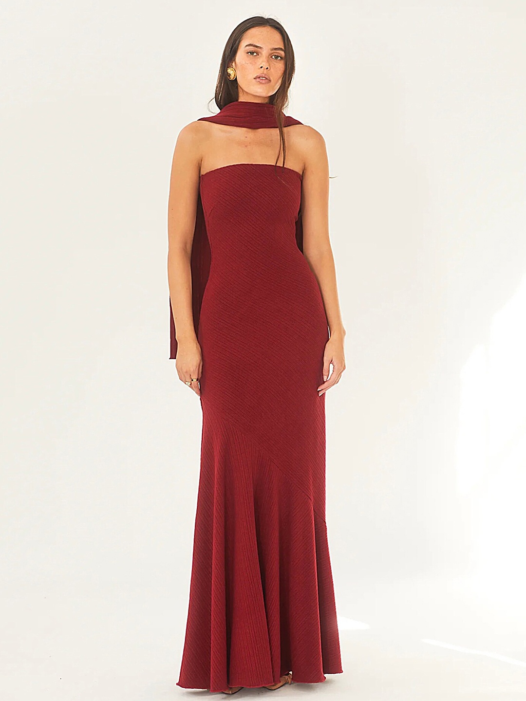 LULU & SKY Strapless Maxi Dress, Maroon