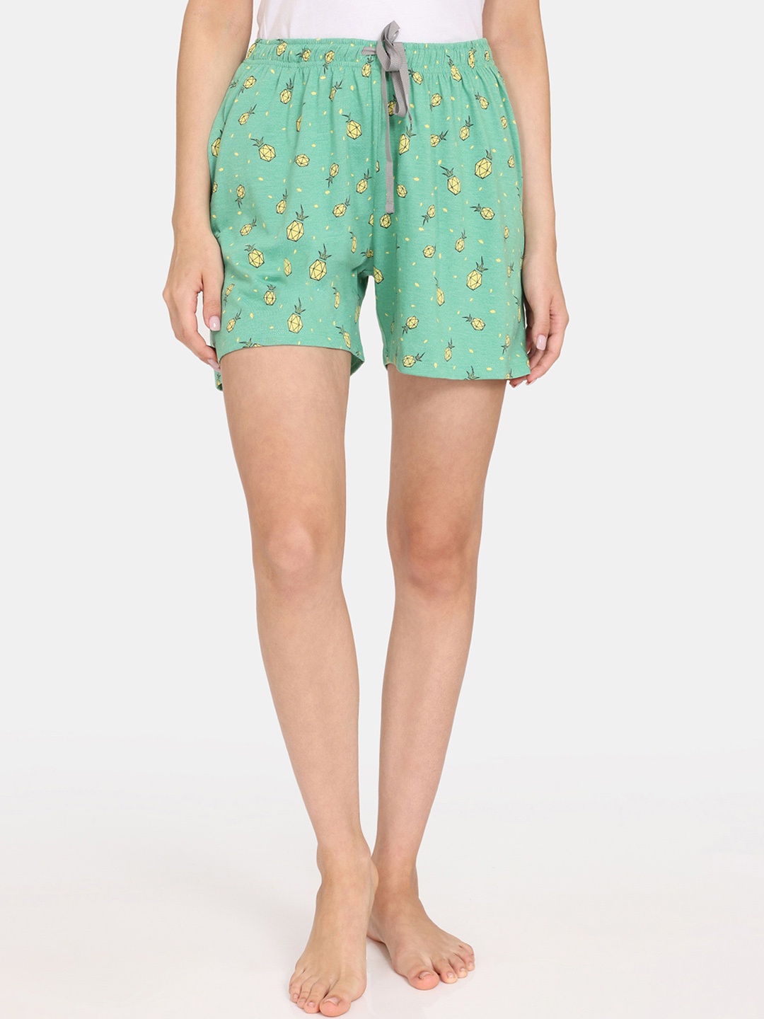 

Rosaline by Zivame Women Mid-Rise Floral Printed Lounge Shorts, Green