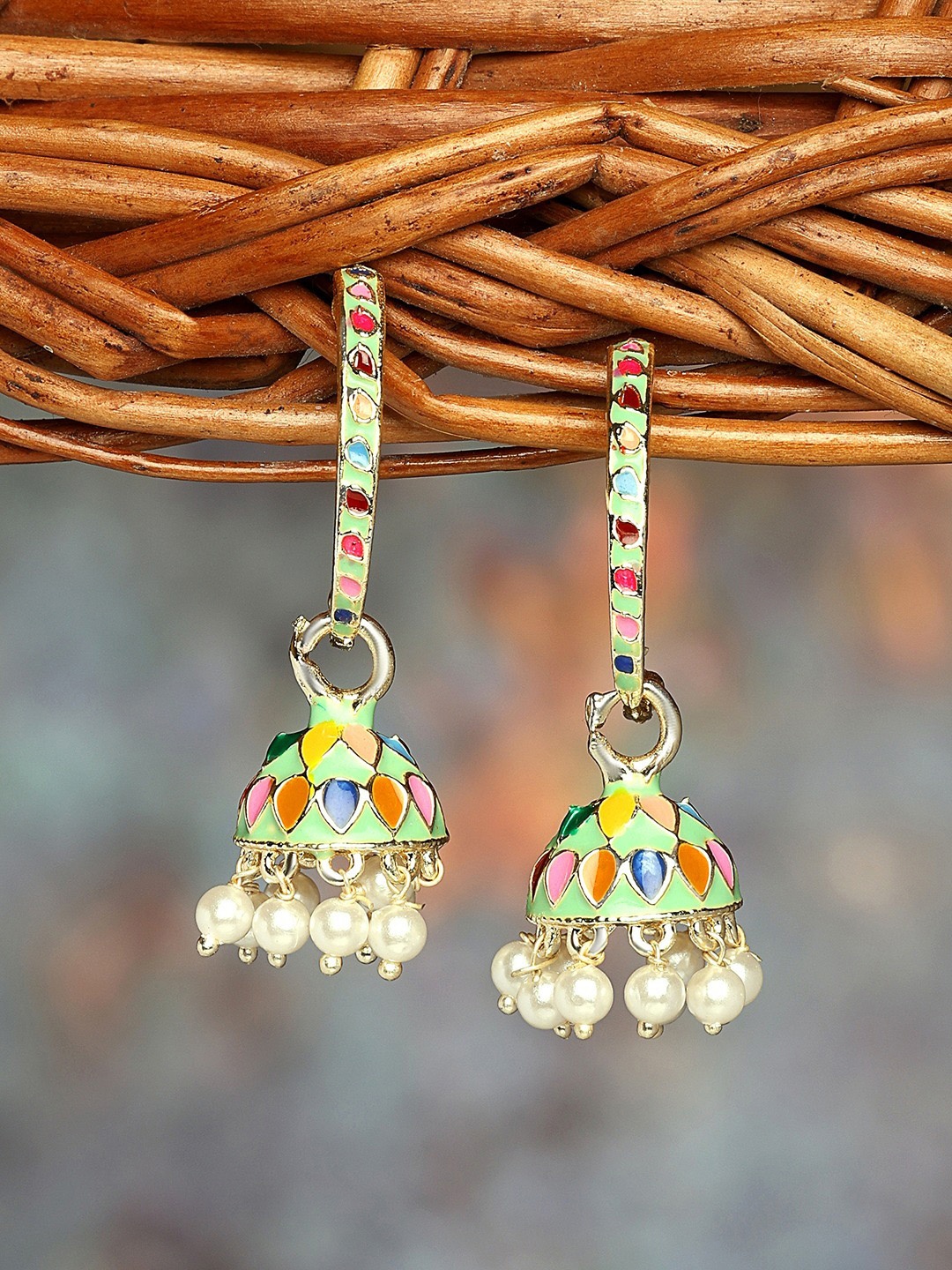 

Zaveri Pearls Gold Plated Beaded Jhumkas